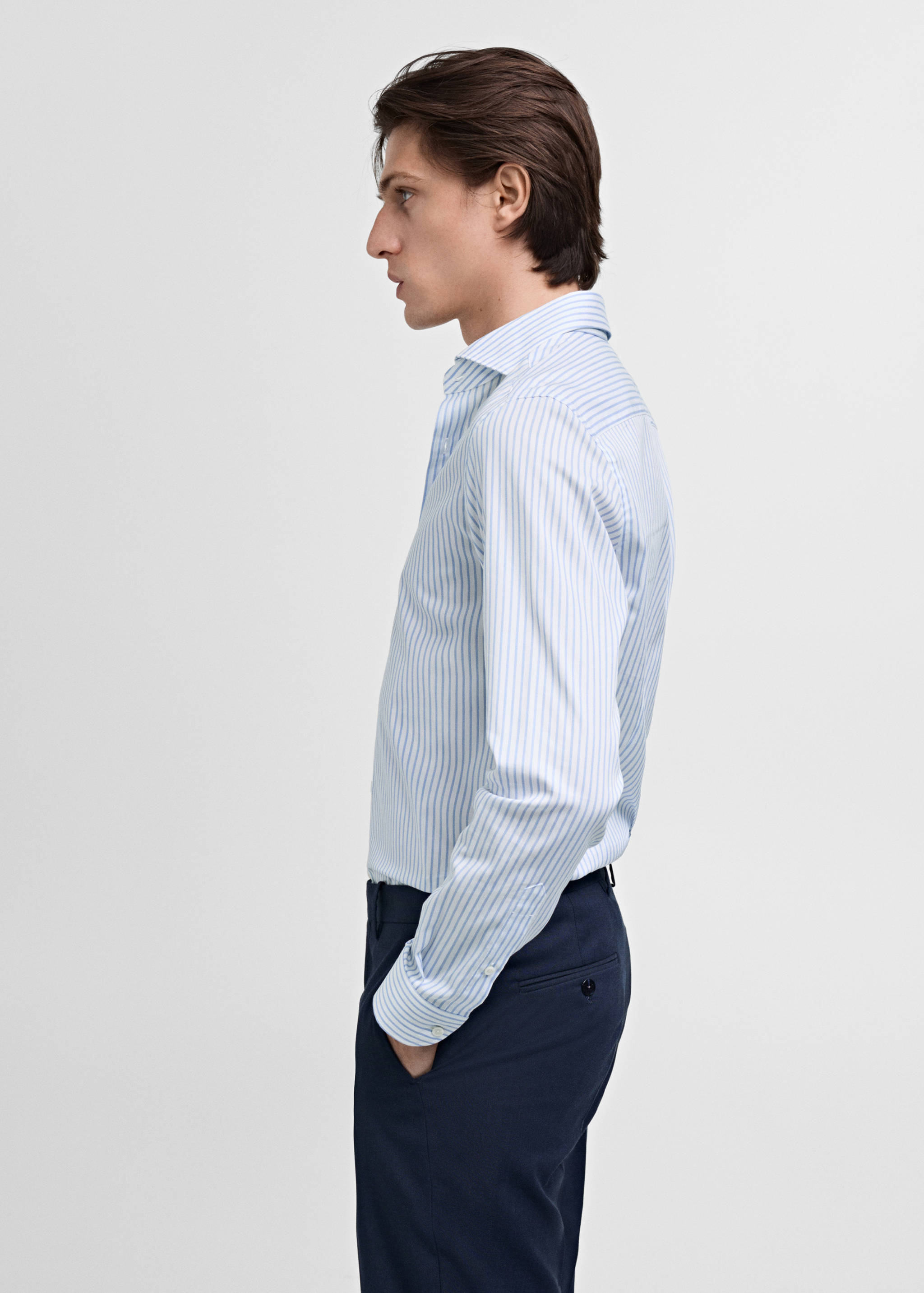 Slim fit cotton striped suit shirt - Details of the article 2