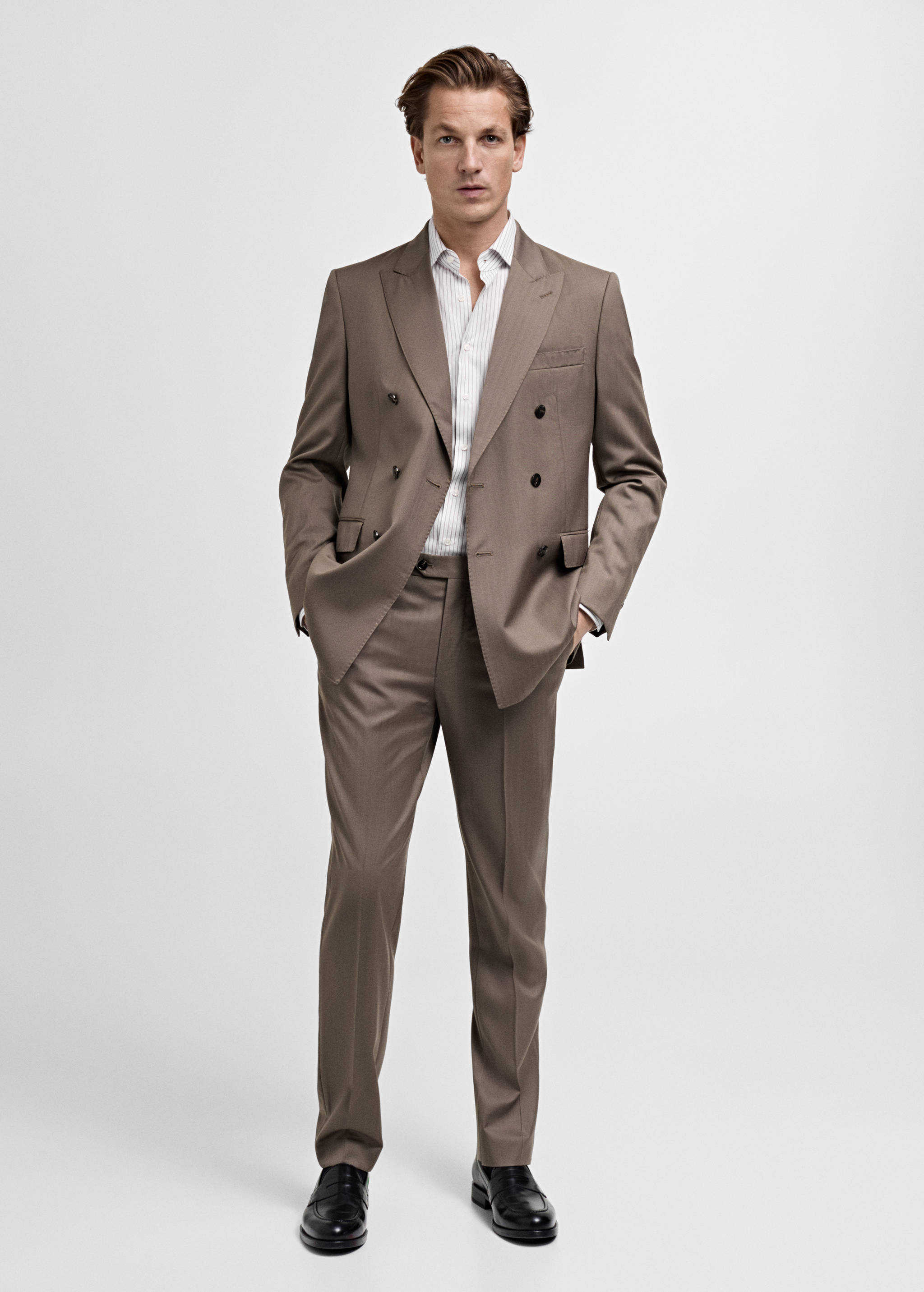 Camisa traje 100% algodón rayas - Plano general