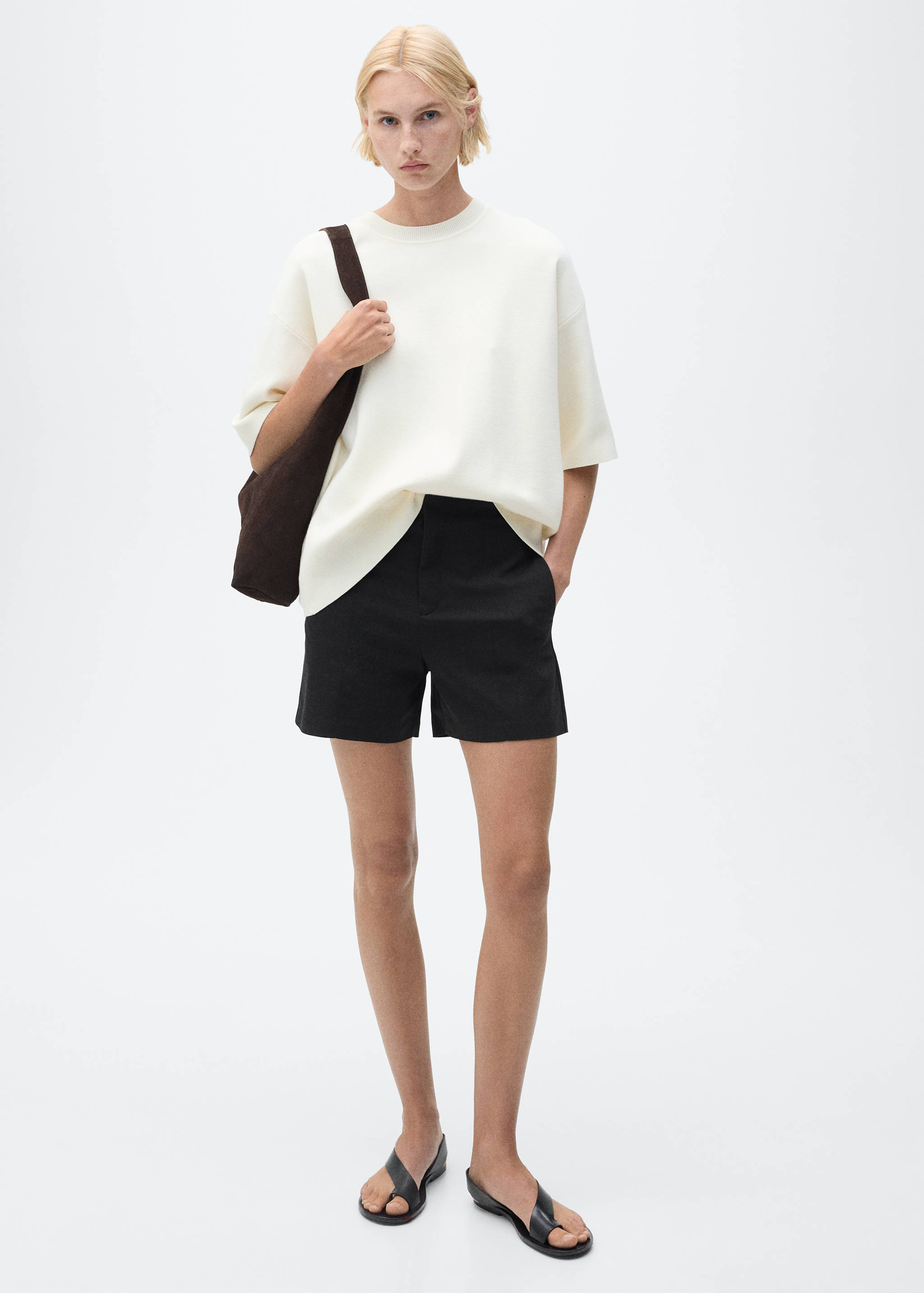 Short coton taille haute - Plan général