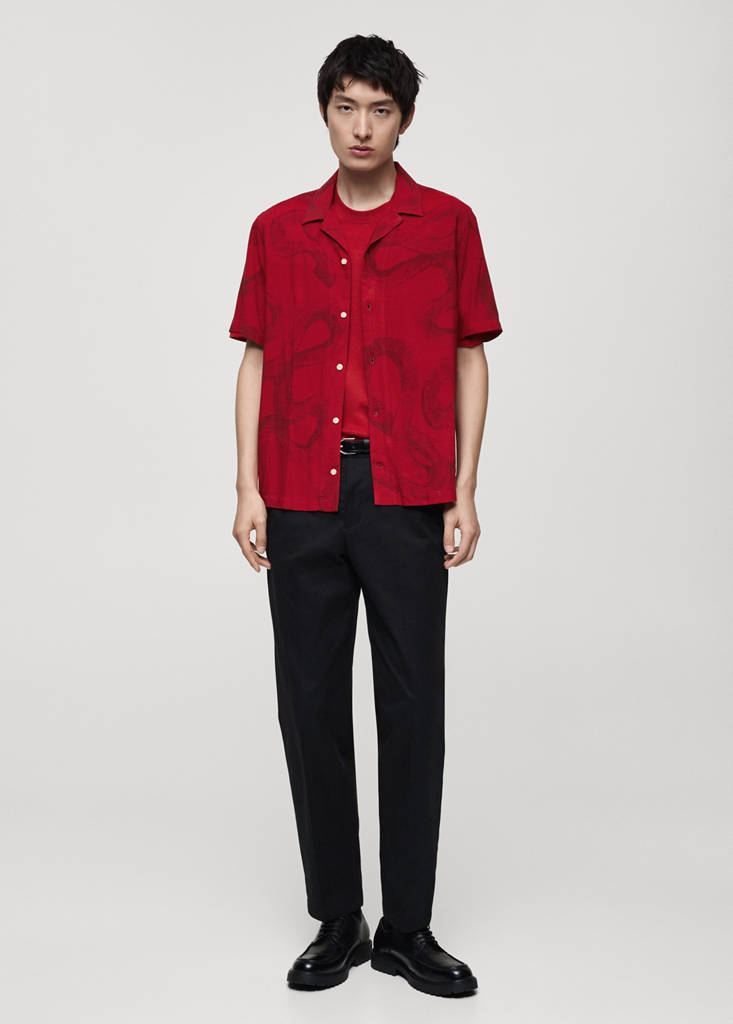 Regular-fit printed shirt — Red