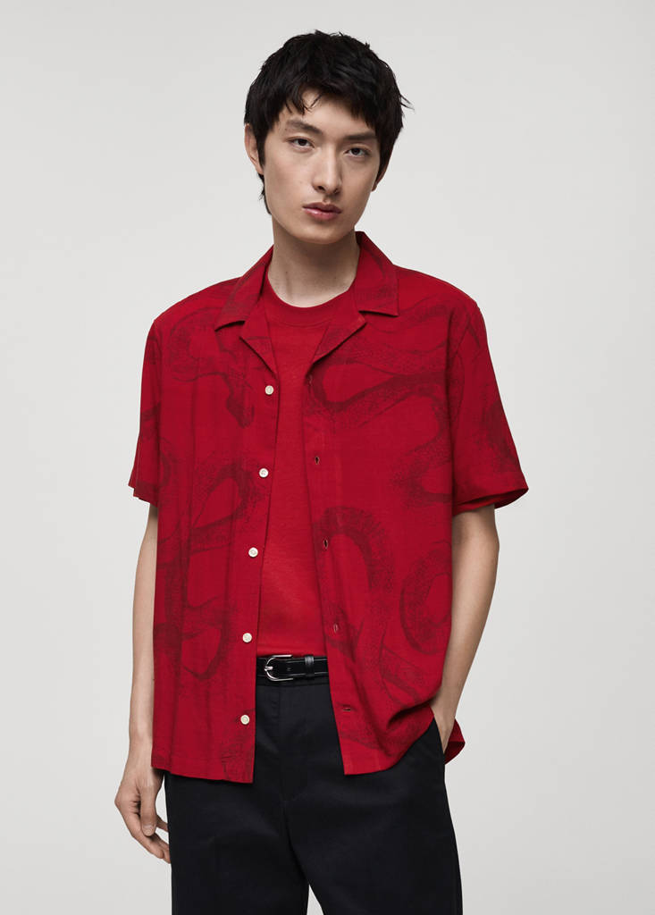 Regular-fit printed shirt — Red