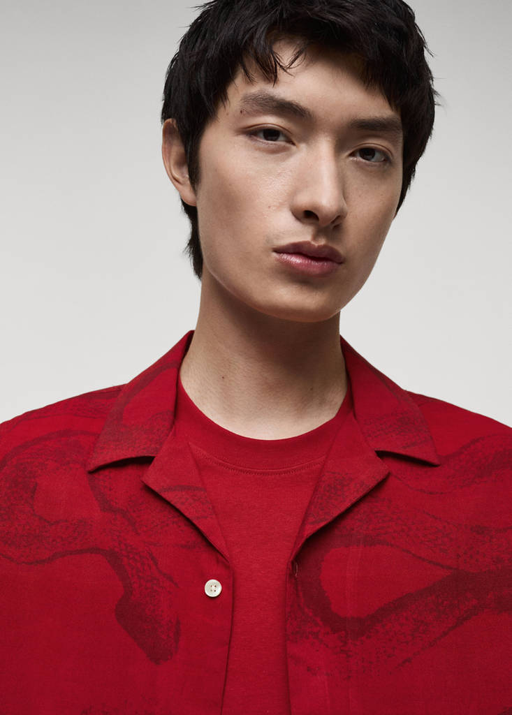 Regular-fit printed shirt — Red