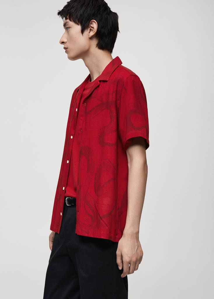 Regular-fit printed shirt — Red
