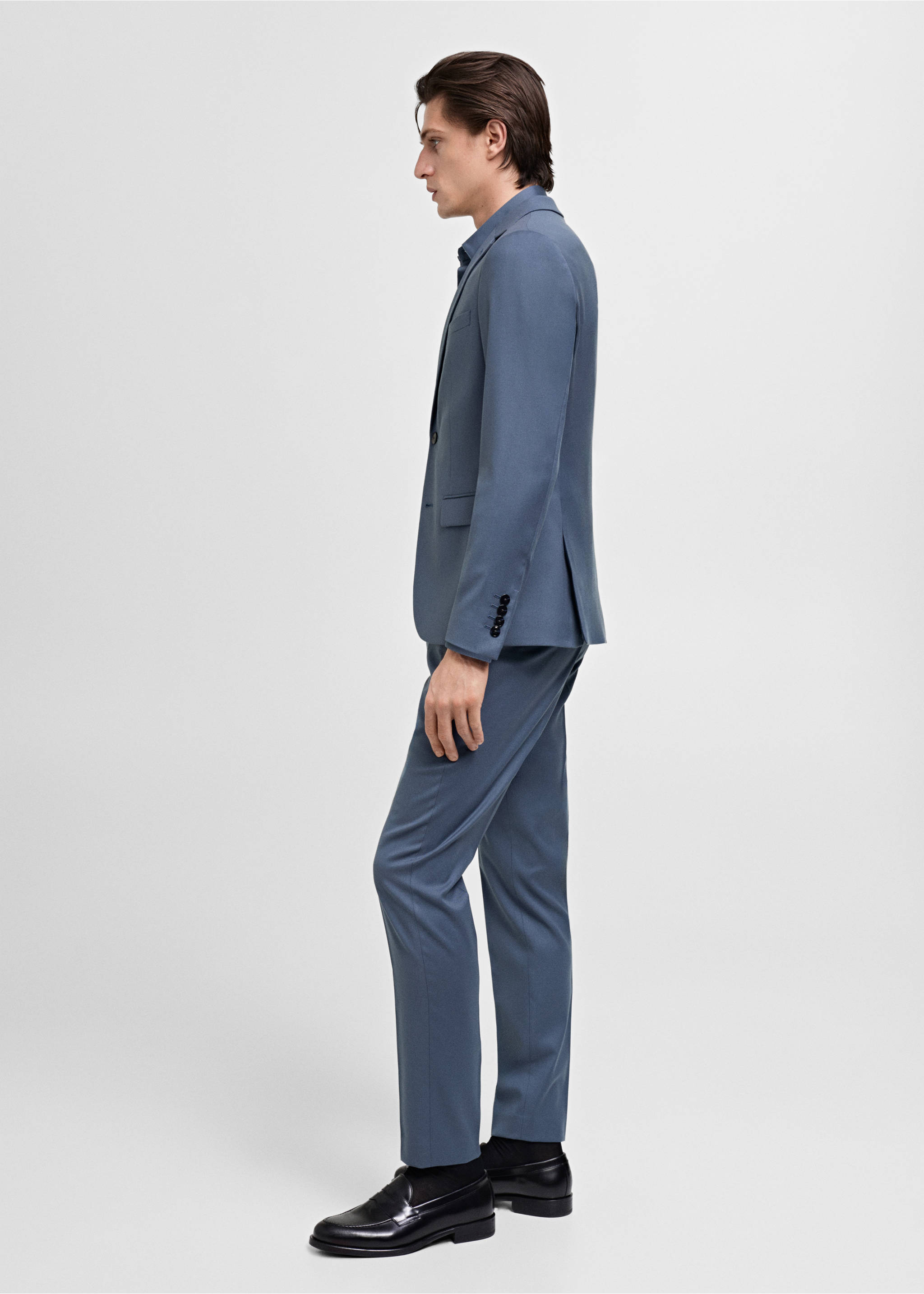 Süper slim fit streç kumaştan kumaş pantolon - Ürün detayı 3, Gök Mavisi. Ref: 87020632-00.