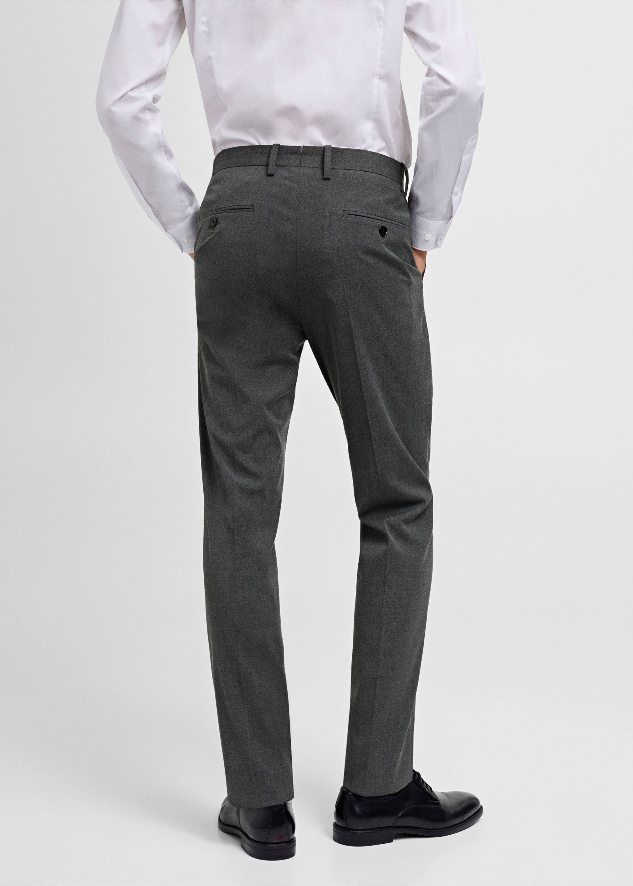 Monako slim fit kumaş pantolon - Ürünün arkası, Gri. Ref: 87020634-00.