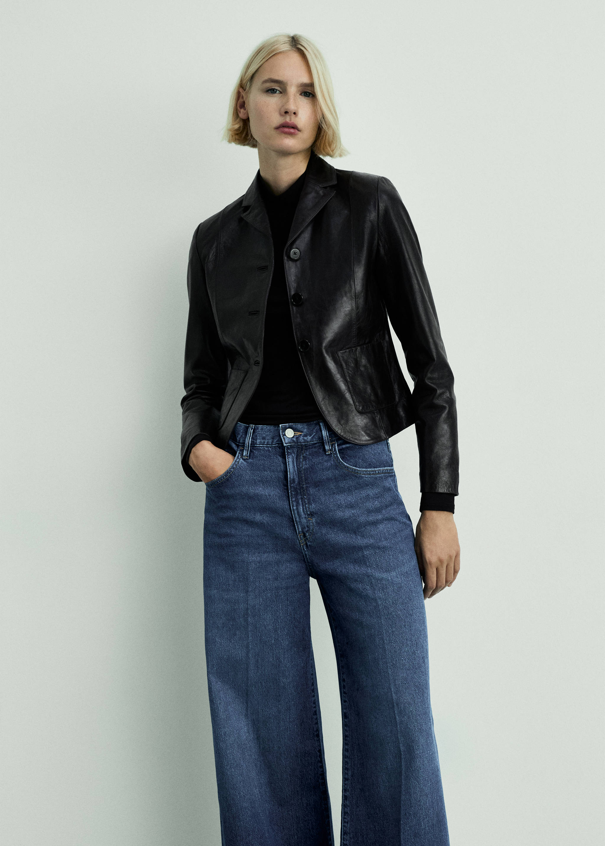 Джинсы с широкими штанинами и высокой посадкой - Деталь изделия 1