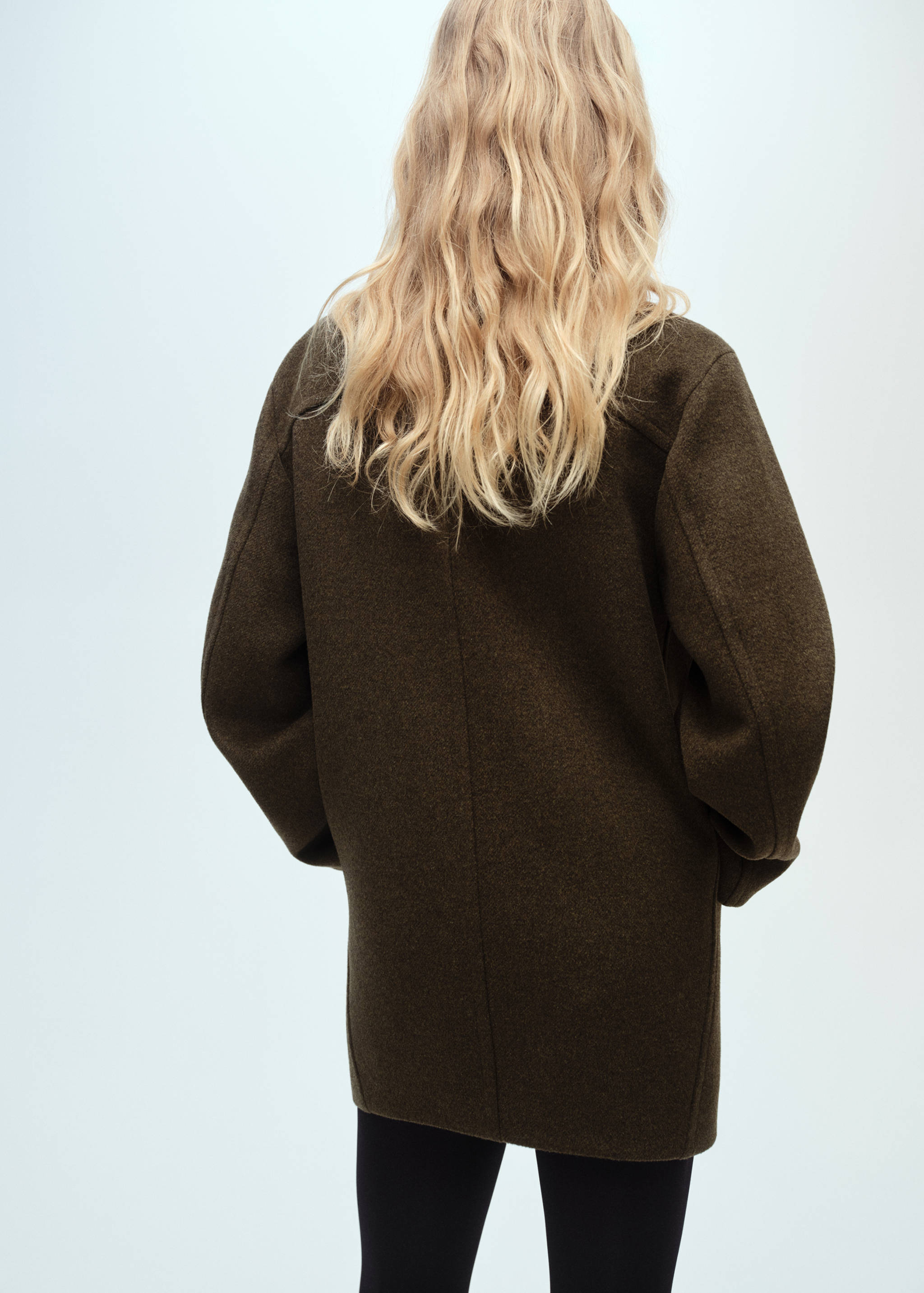 Midi wool coat with wraparound collar - Reverse of the article