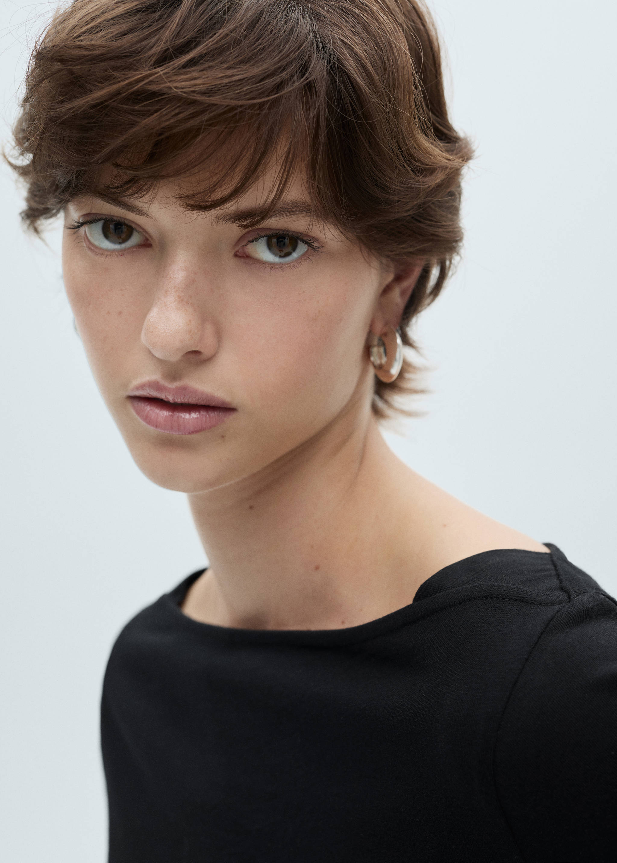 Cotton boat neck t-shirt - Details of the article 1