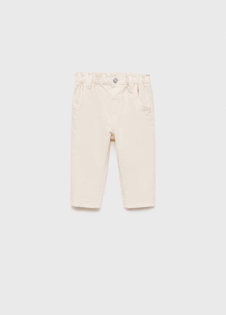 Straight paperbag jeans — Ecru
