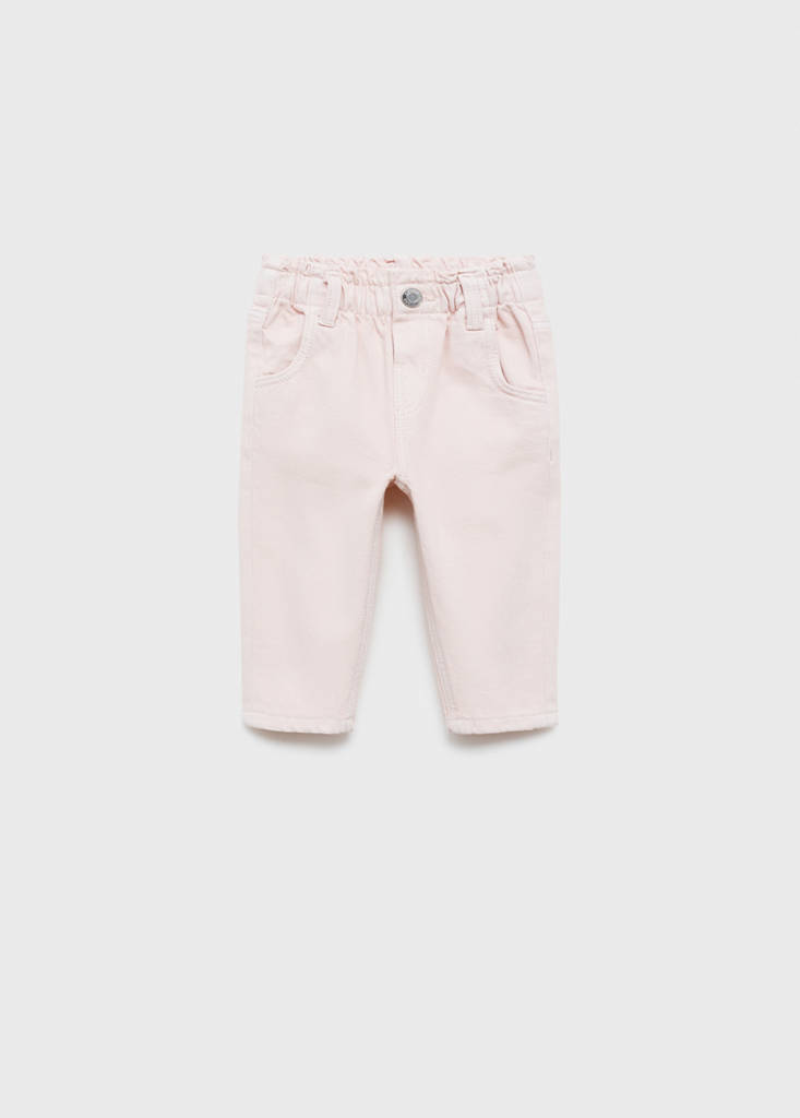 Straight paperbag jeans — Pink
