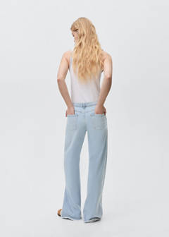 Wideleg low frayed hem jeans — Light Blue 7