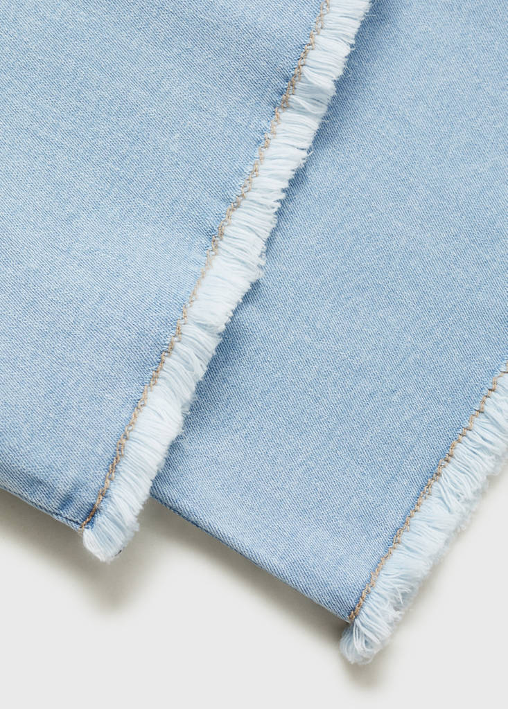 Wideleg low frayed hem jeans — Light Blue