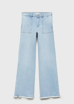 Wideleg low frayed hem jeans — Light Blue 4