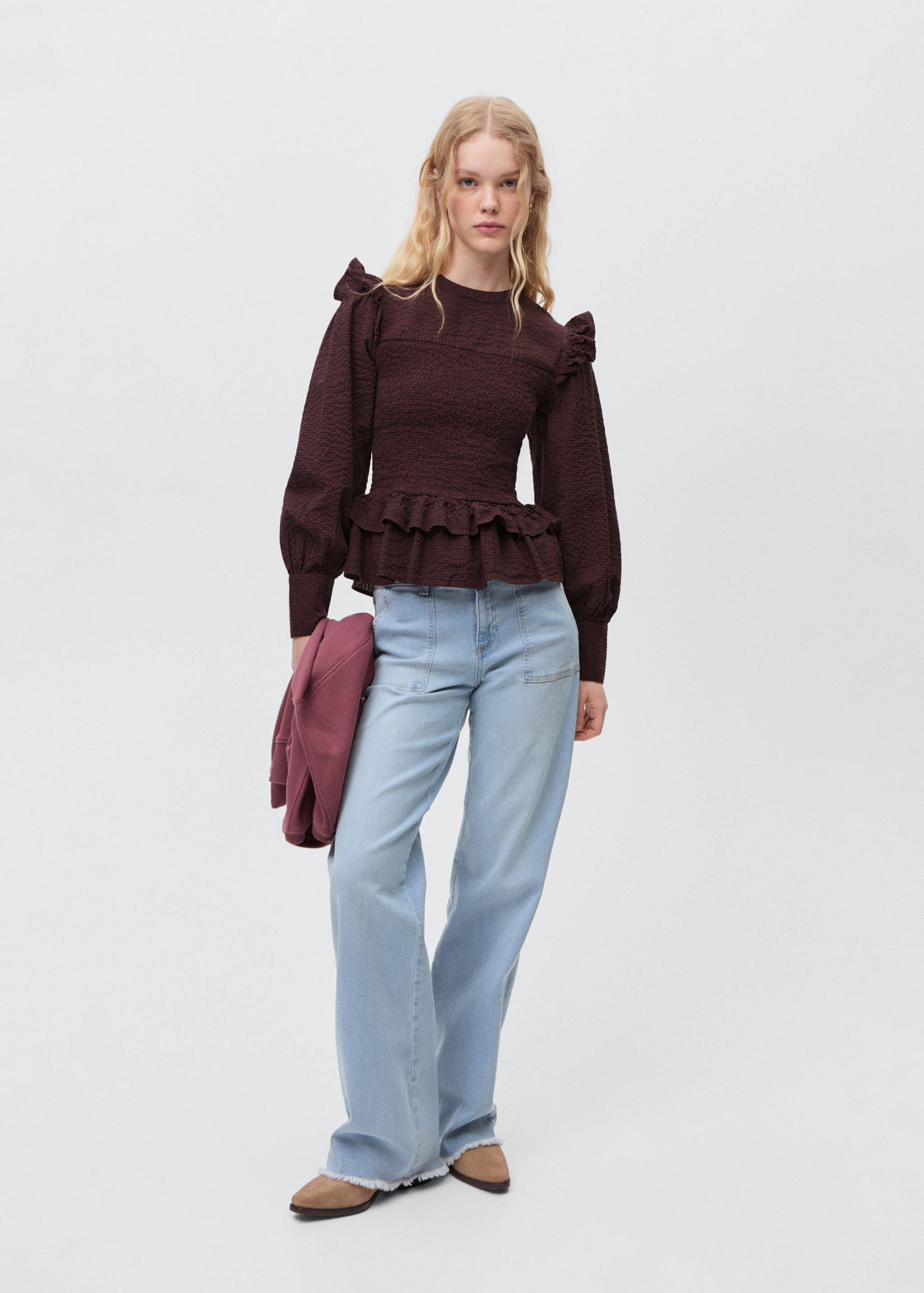 Ruched blouse with ruffles - General plane