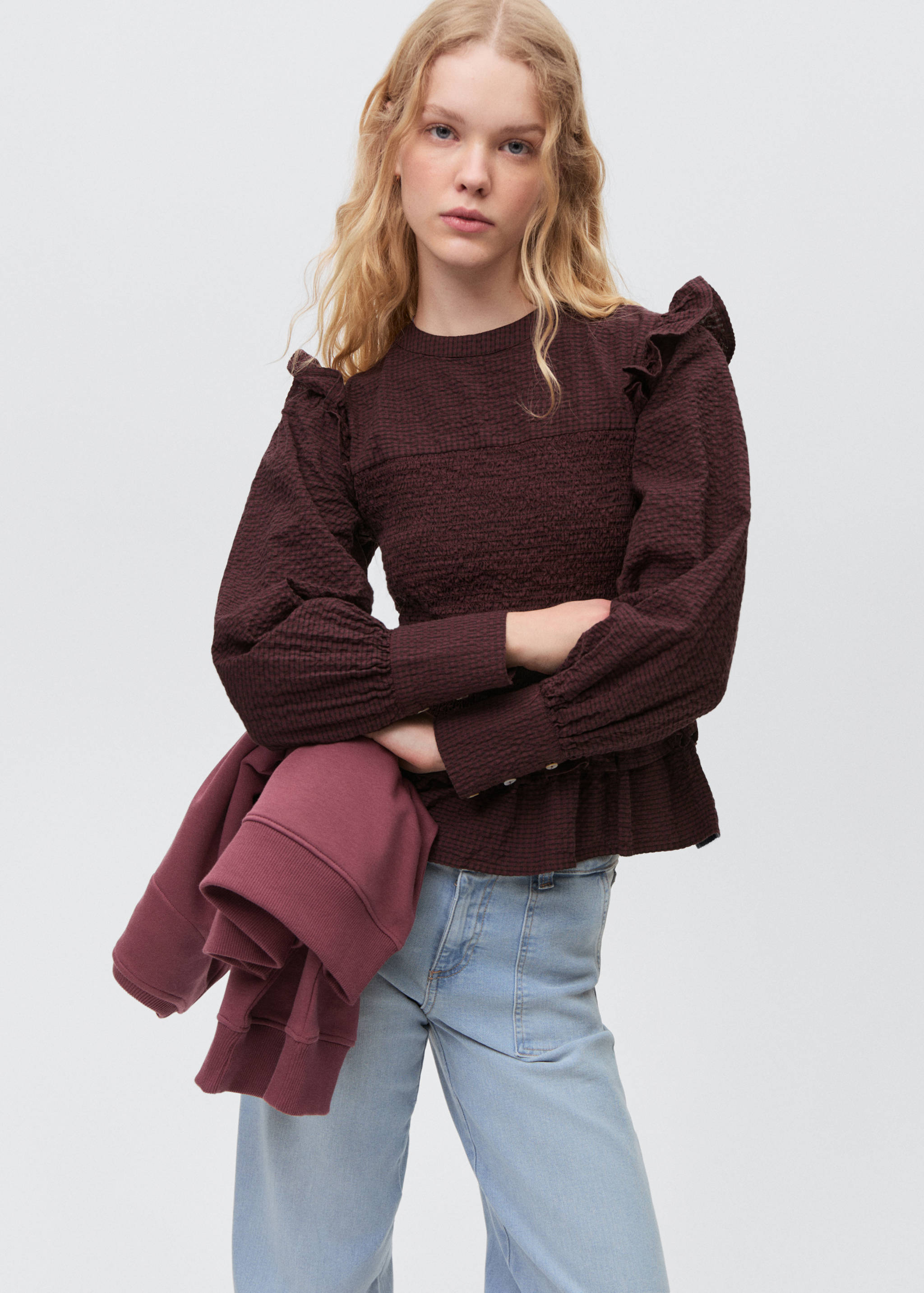 Ruched blouse with ruffles - Medium plane