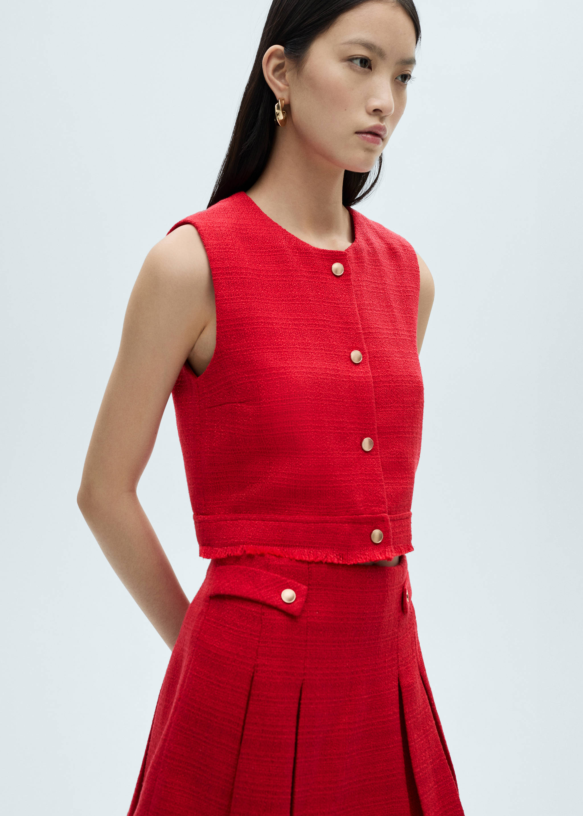 Gilet tweed boutons - Plan moyen