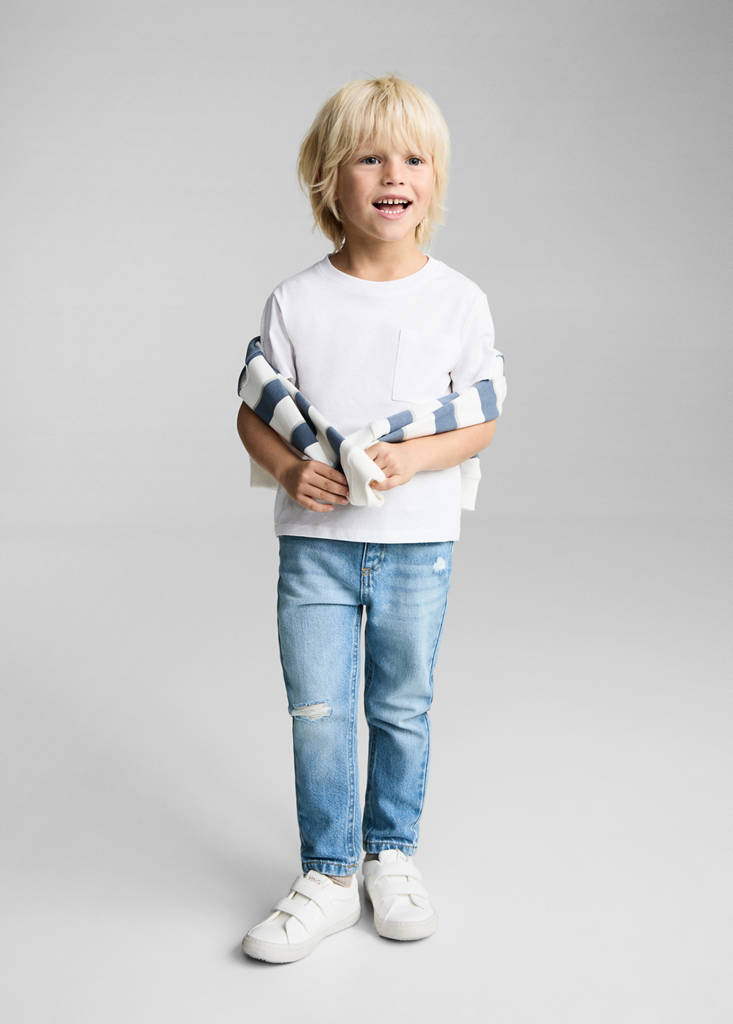 Ripped details skinny-fit jeans — Medium Blue