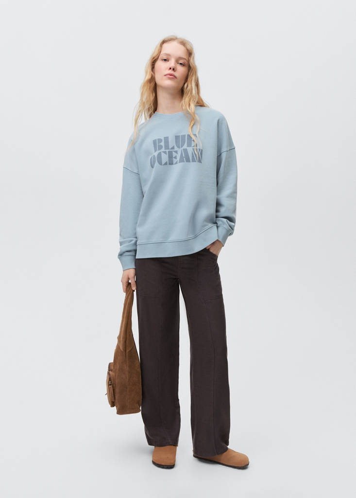 Printed cotton sweatshirt — Sky Blue