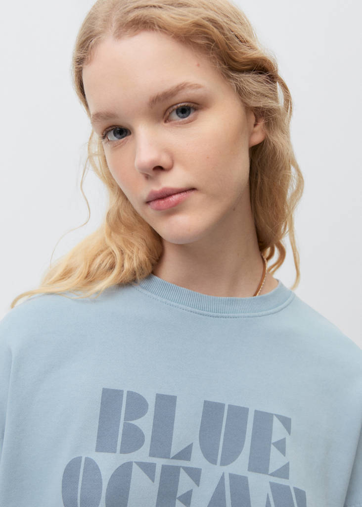 Printed cotton sweatshirt — Sky Blue