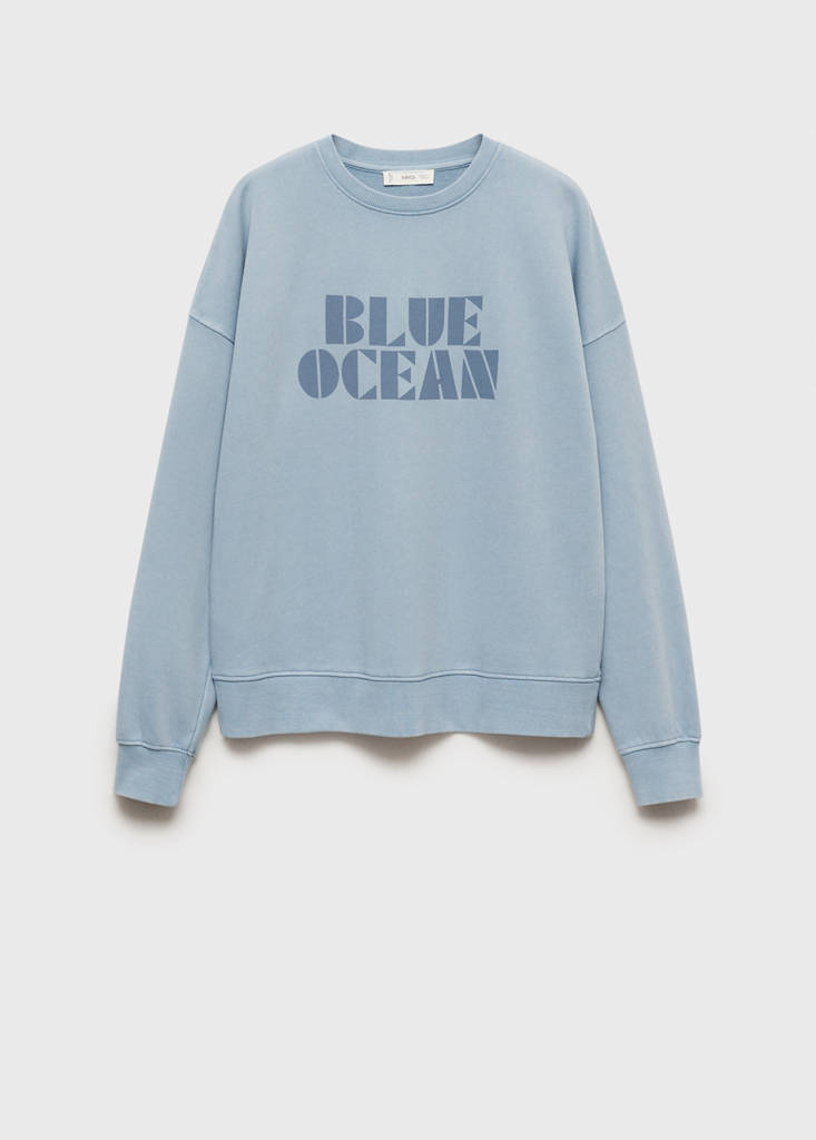 Printed cotton sweatshirt — Sky Blue