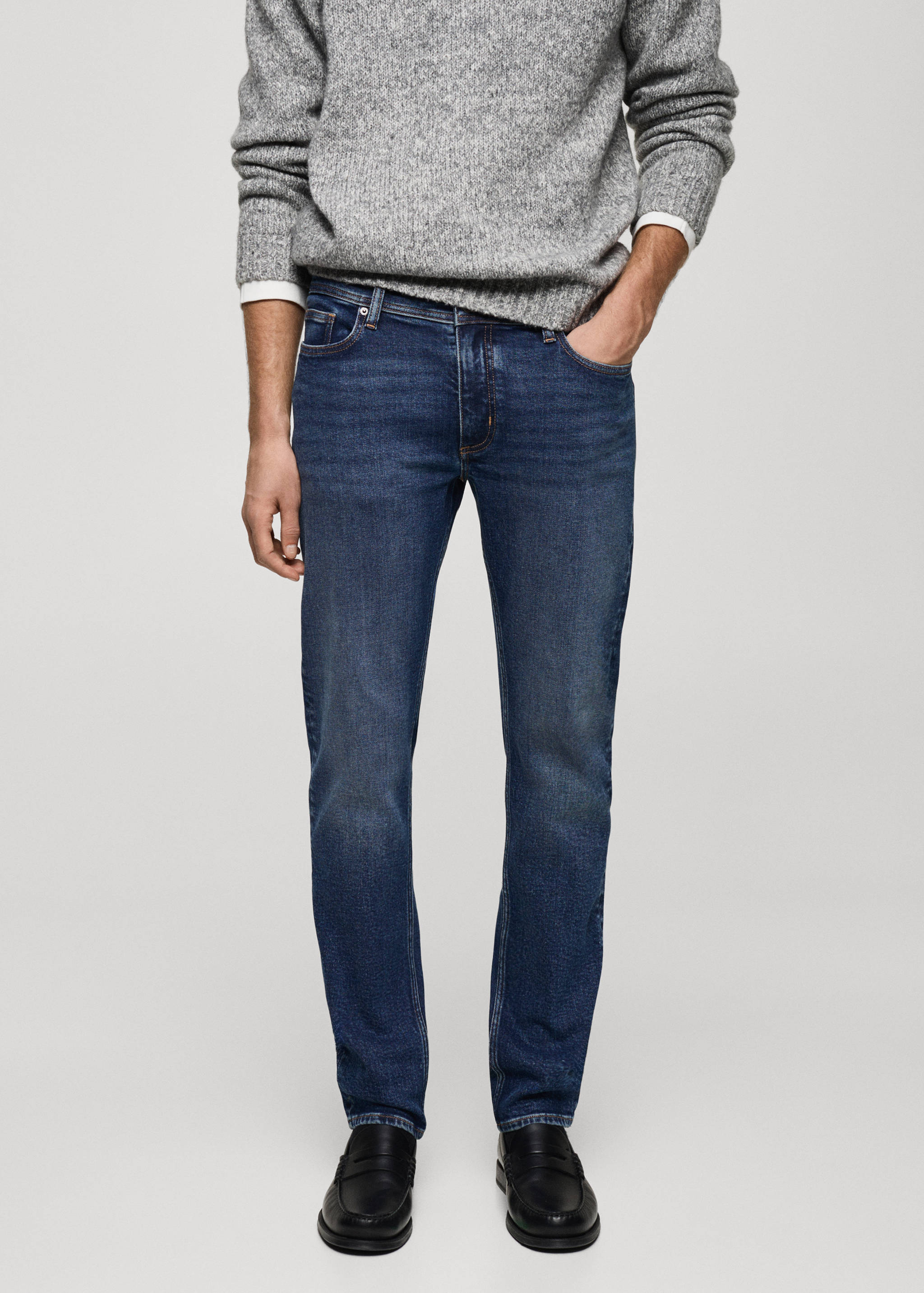 Jan slim-fit faded dark-wash jeans - Medium plane