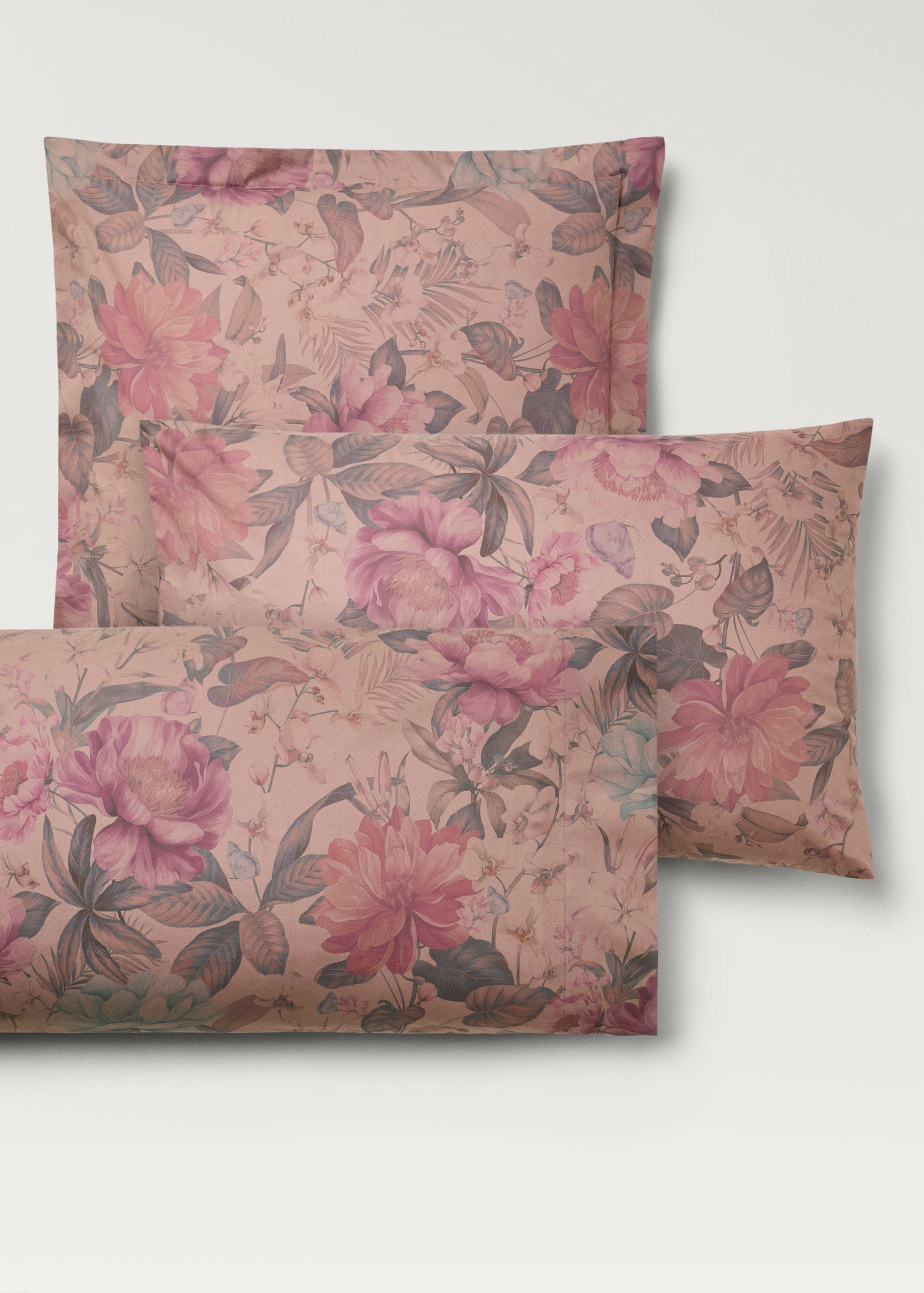 İki adet çok renkli çiçek desenli perkal pamuklu yastık kılıfı 50x75 cm - Ürün detayı 4