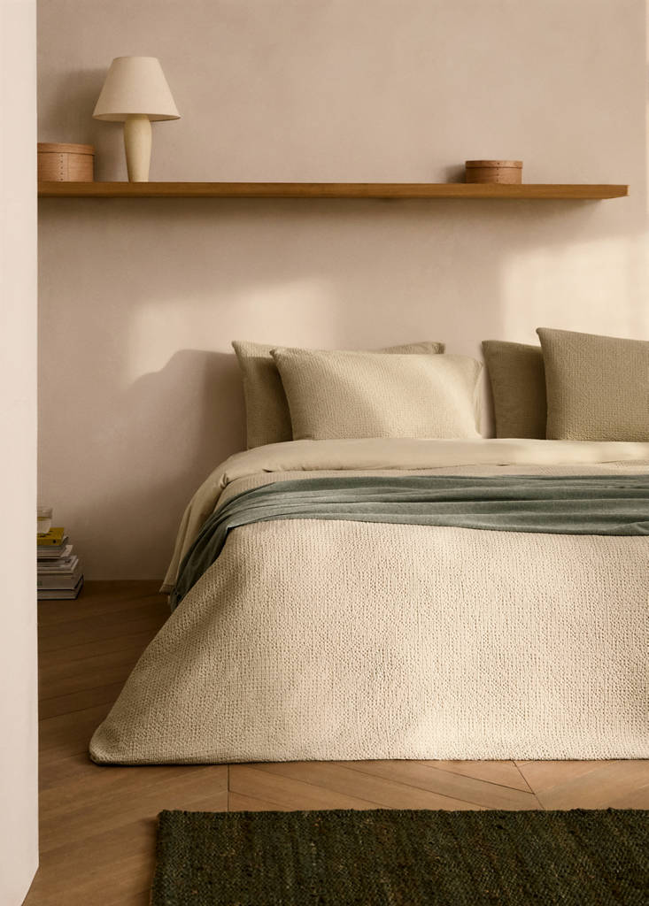 MANGO HOME - Housse de couette percale de coton gaufré lit 90 cm sable - Lit 90 cm