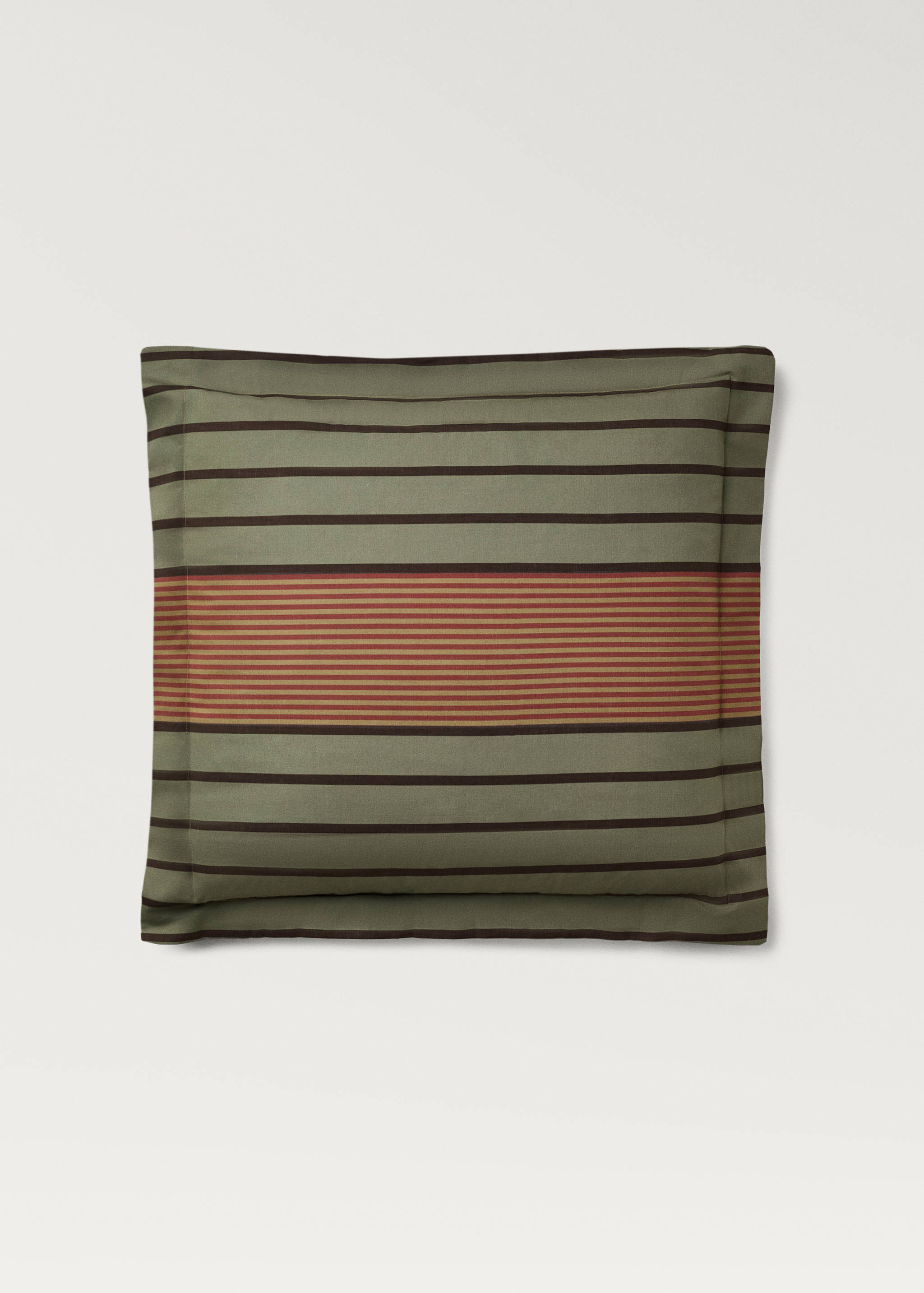 Two cotton percale multi-striped pillowcases 60x60 cm - Article without model