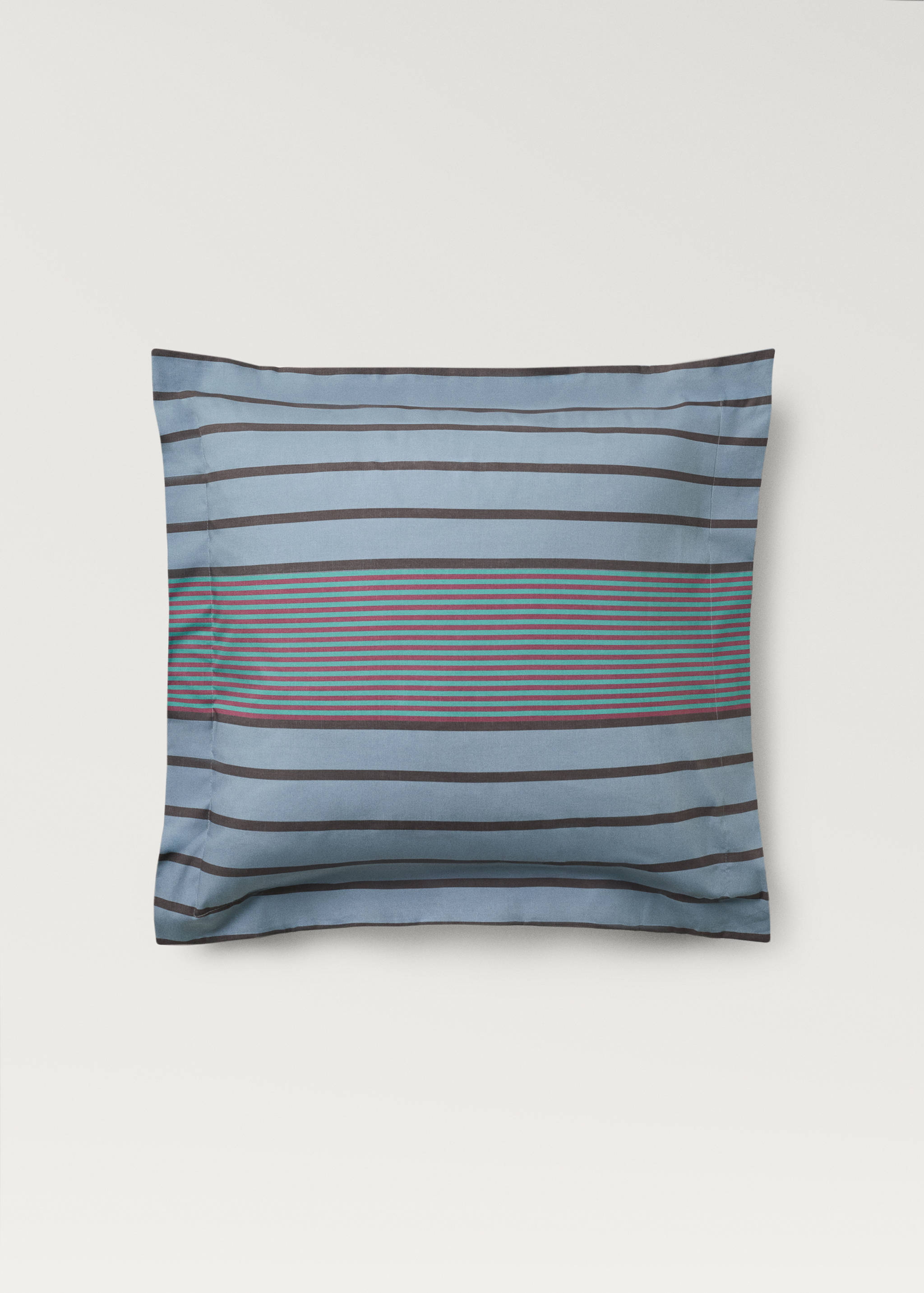 Two cotton percale multi-striped pillowcases 60x60 cm - Article without model