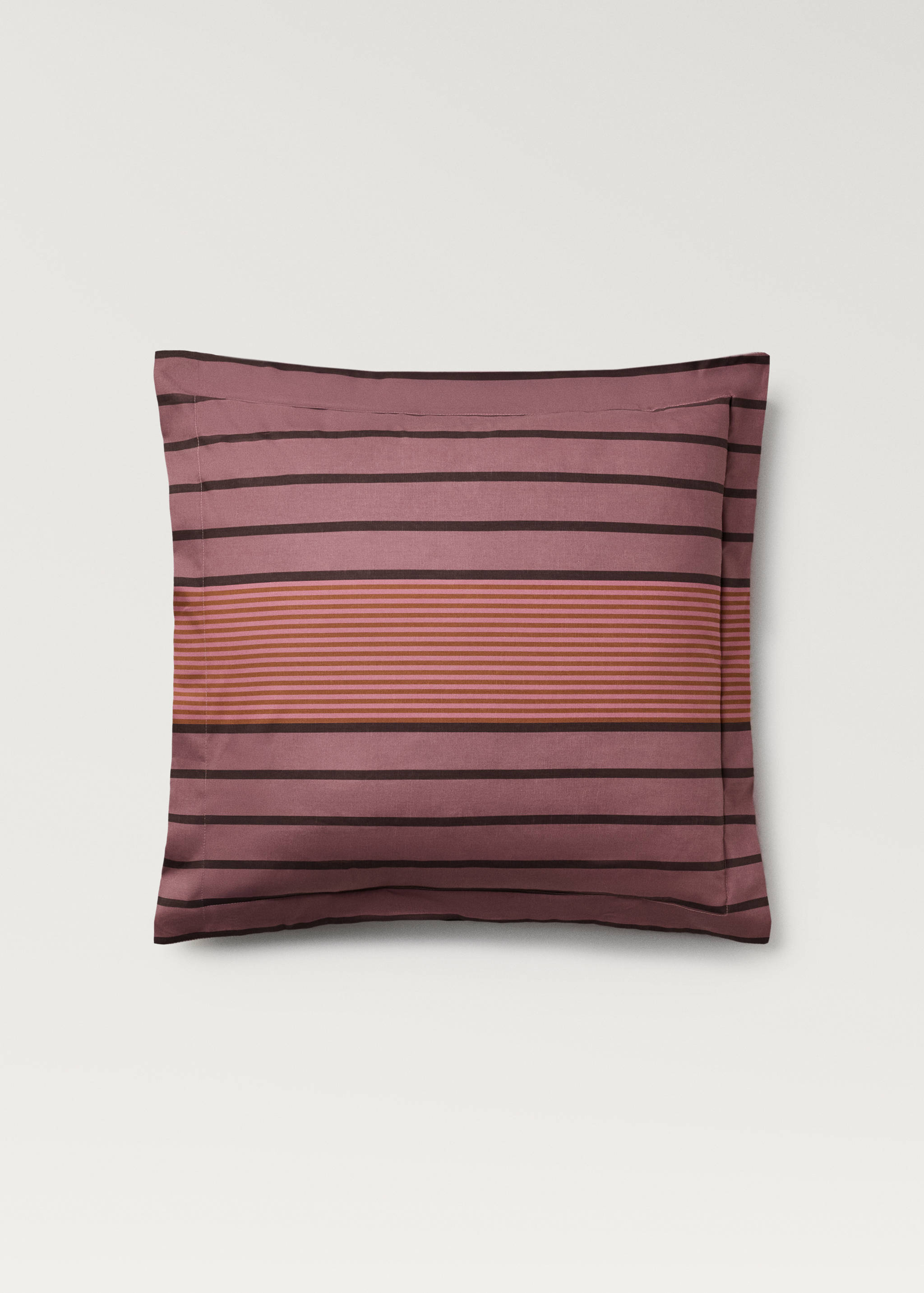 Two cotton percale multi-striped pillowcases 60x60 cm - Article without model