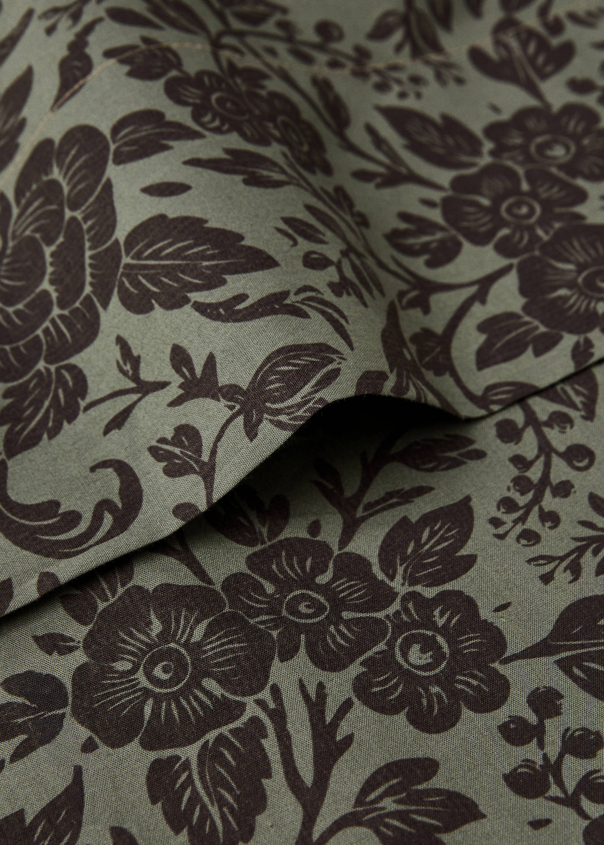 Cotton percale printed two-tone floral top sheet for 90 cm bed - Details of the article 1
