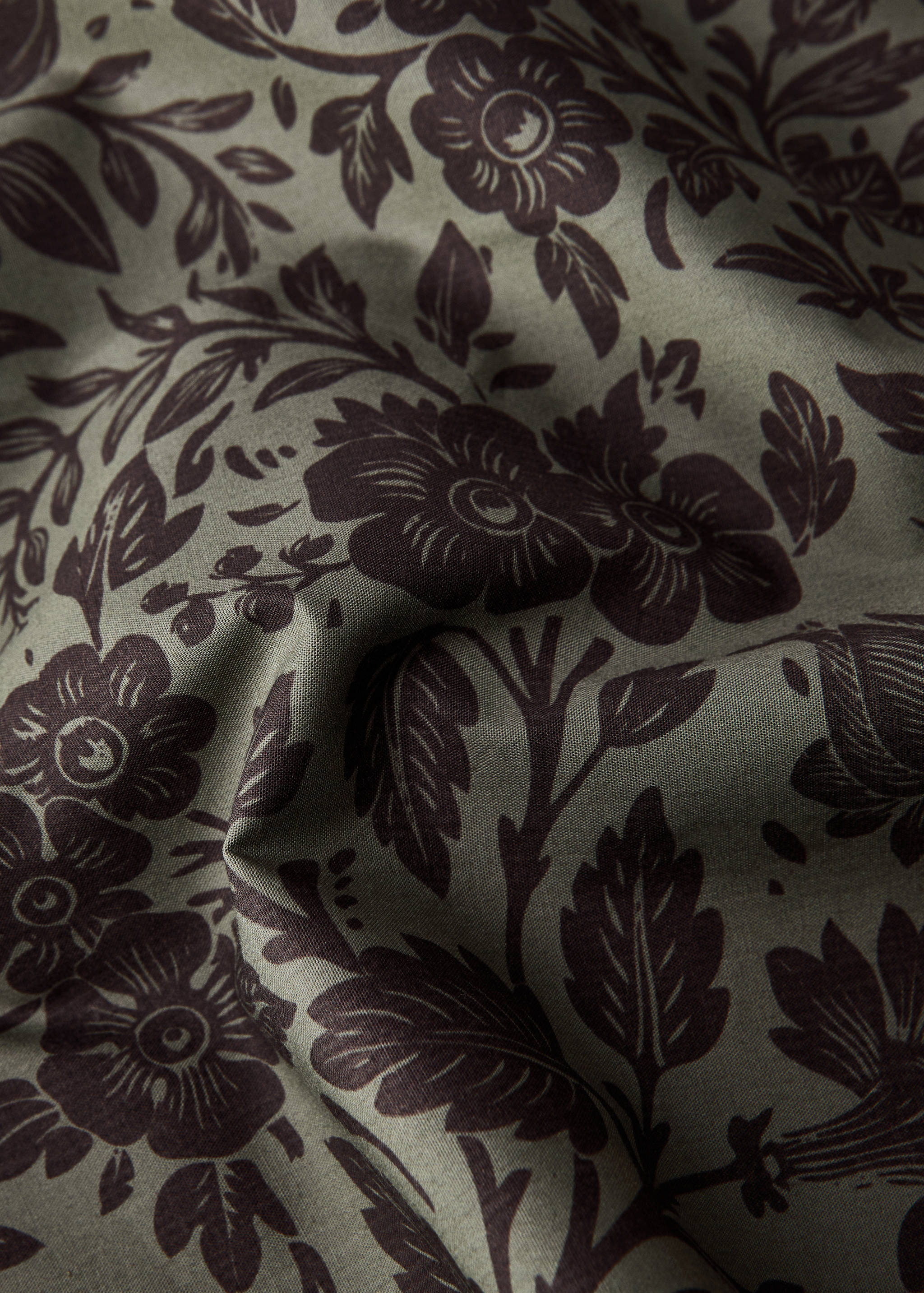 Cotton percale printed two-tone floral top sheet for 90 cm bed - Details of the article 2