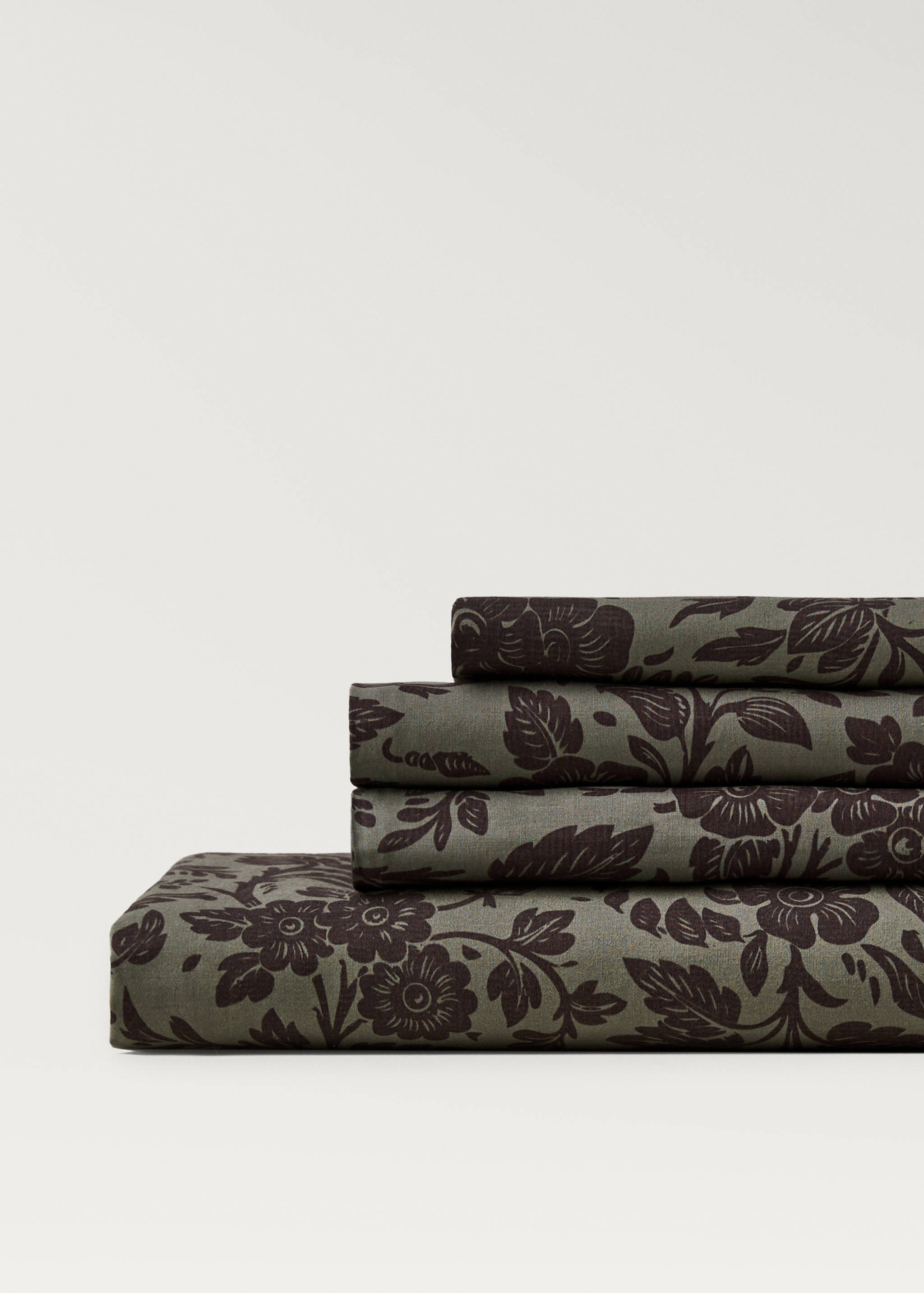 Cotton percale printed two-tone floral top sheet for 90 cm bed - Details of the article 3