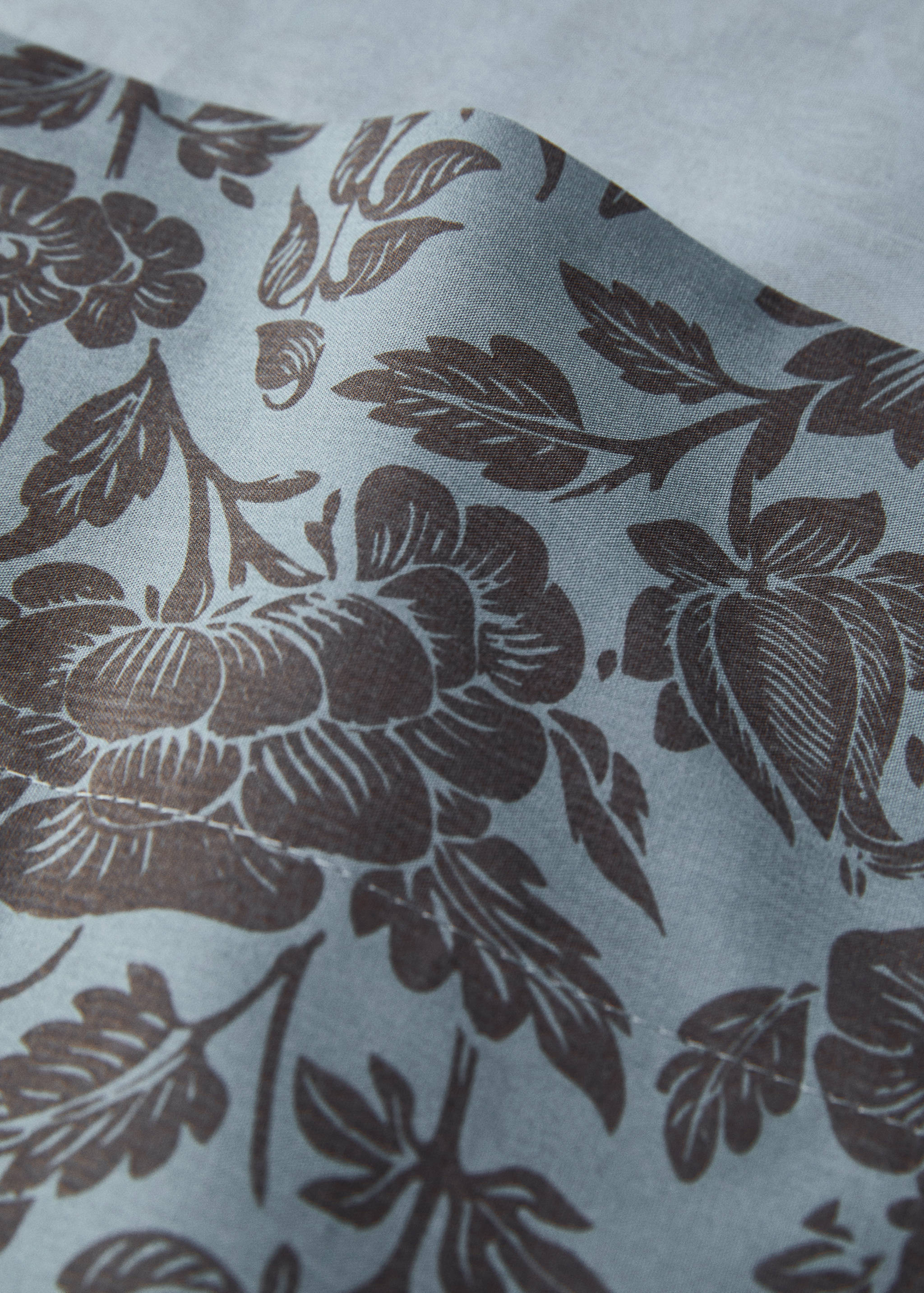 Cotton percale printed two-tone floral top sheet for 90 cm bed - Details of the article 1