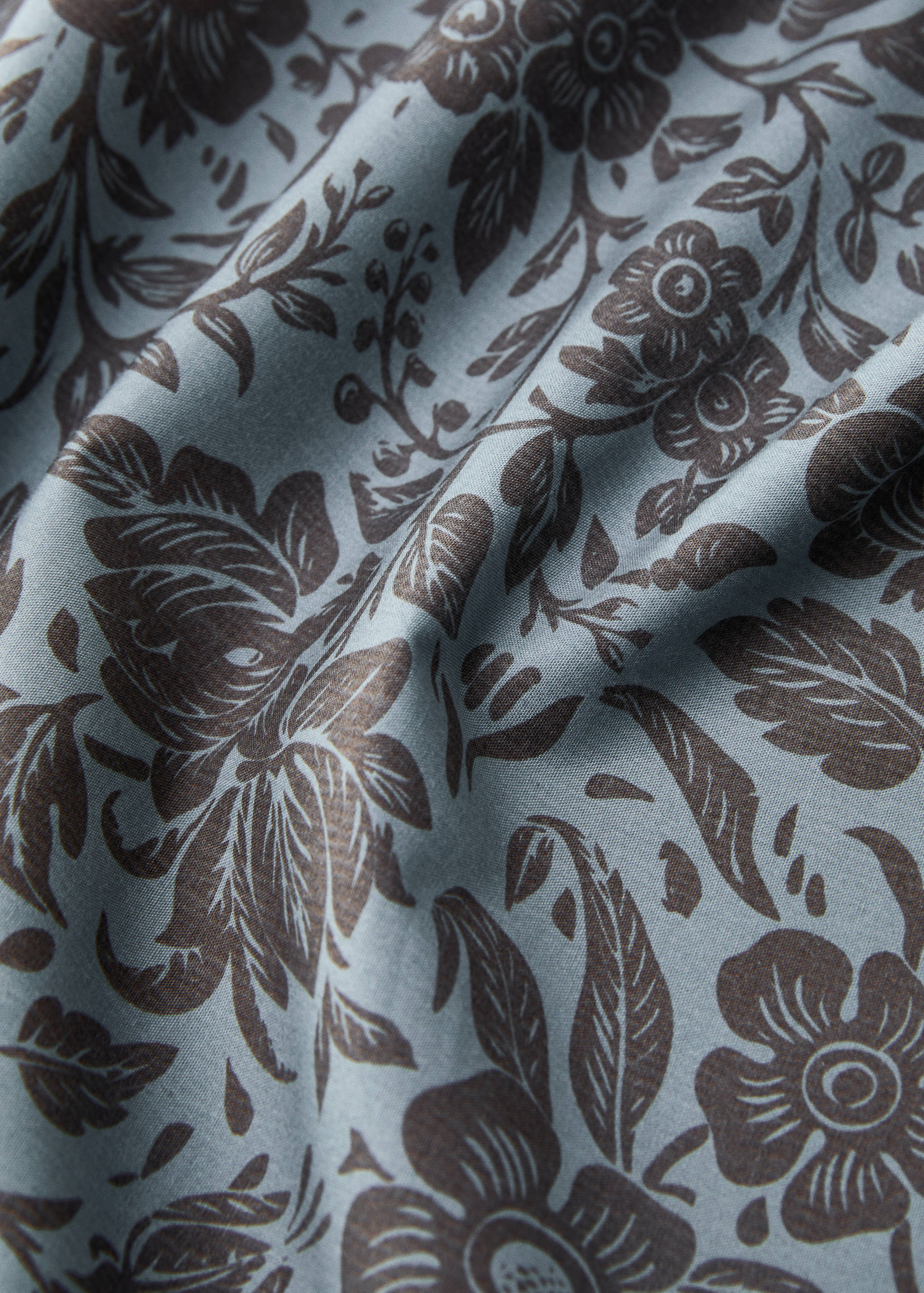 Cotton percale printed two-tone floral top sheet for 90 cm bed - Details of the article 3