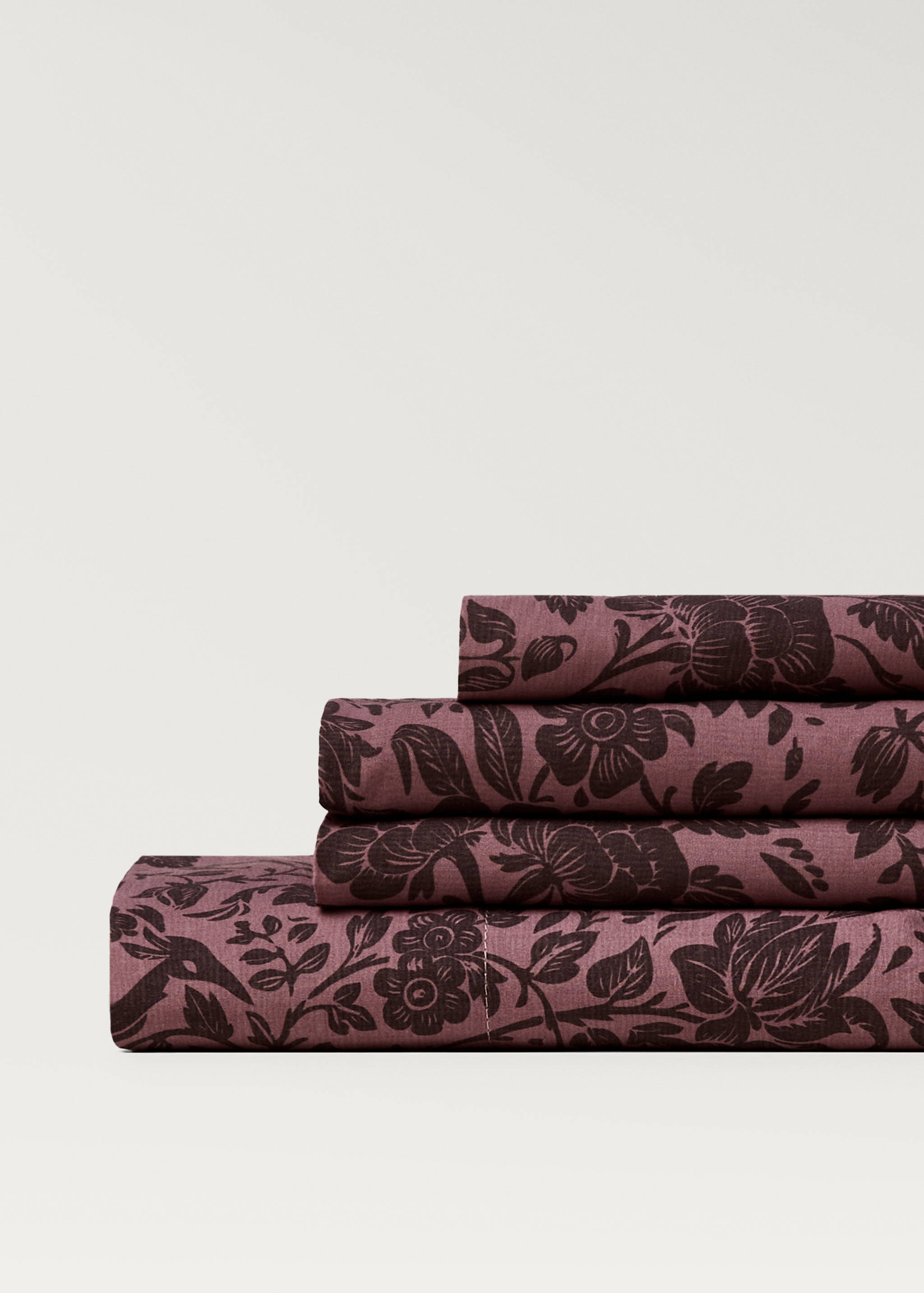 Cotton percale printed two-tone floral top sheet for 90 cm bed - Details of the article 3