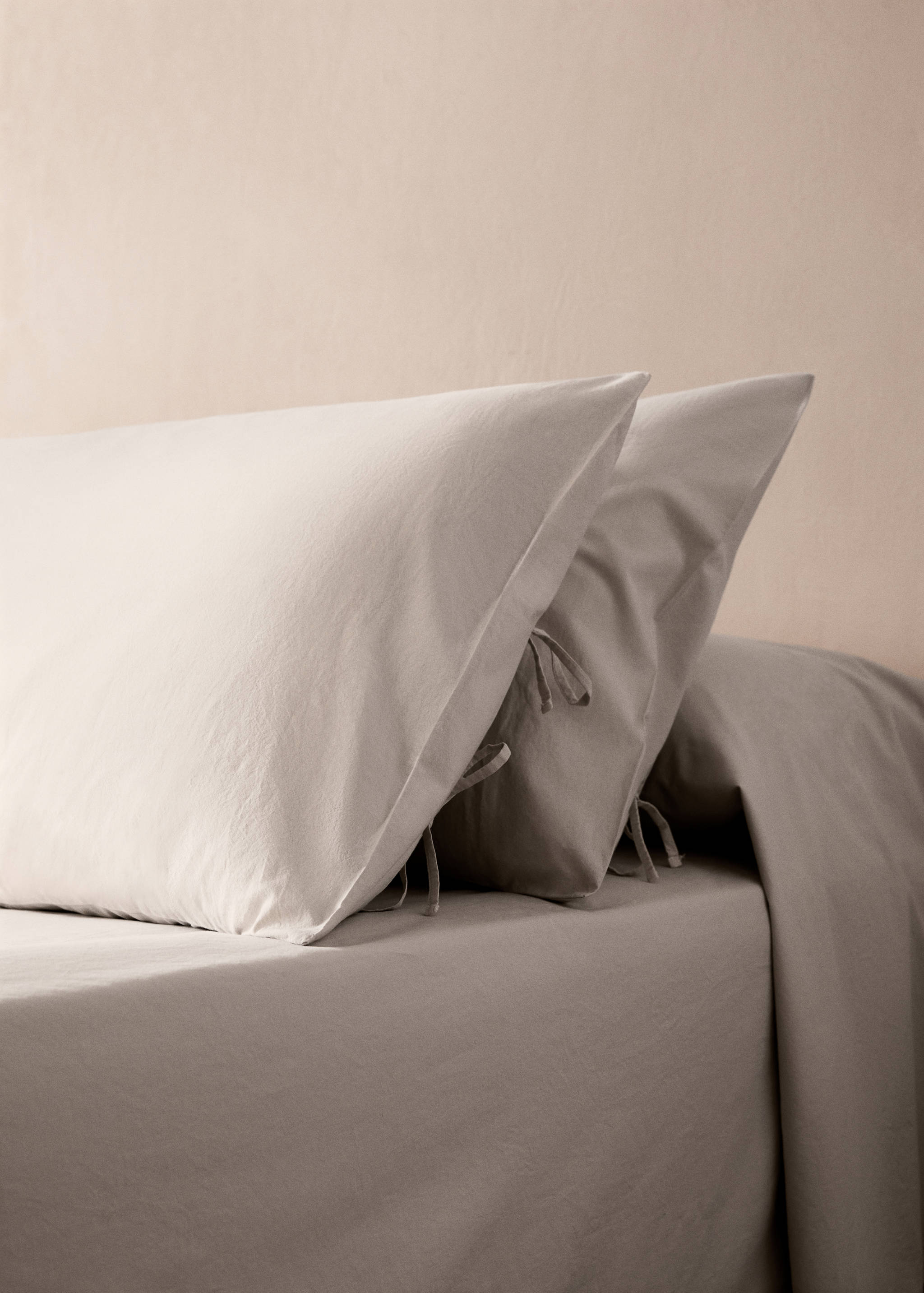 Funda almohada algodón lavado lazos 45x110 cm - Plano general