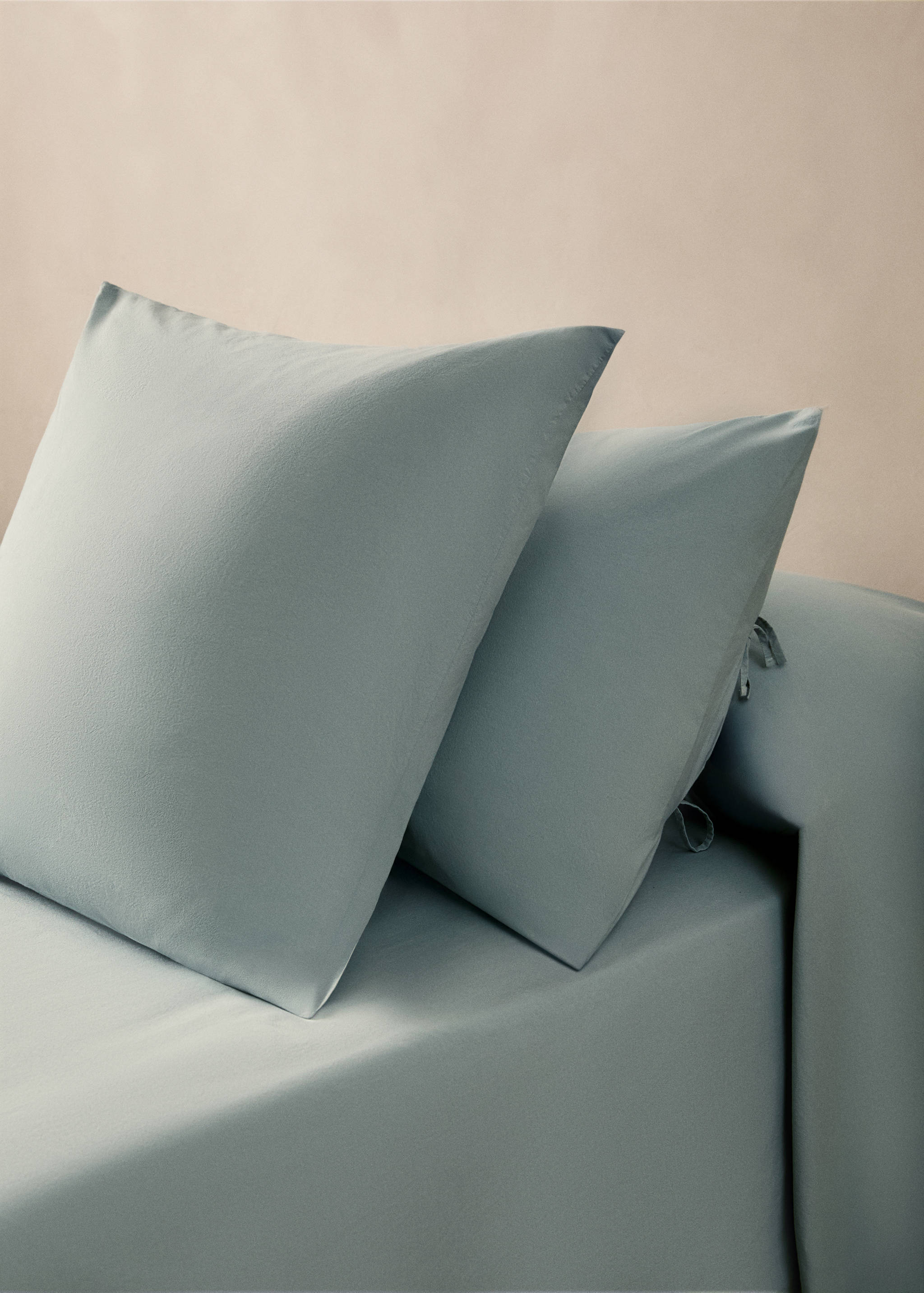 Funda almohada algodón lavado lazos 45x110 cm - Plano general