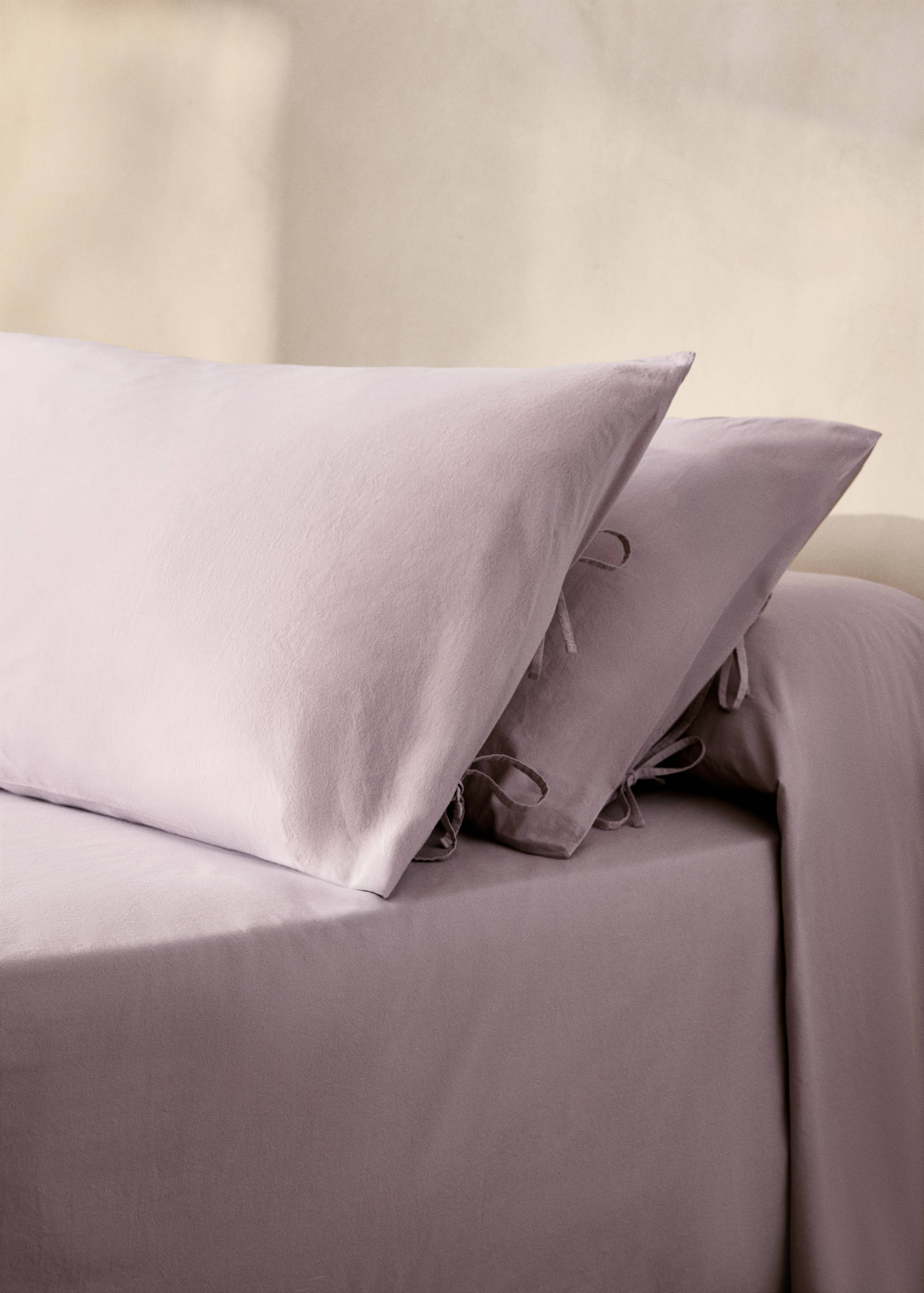 Funda almohada algodón lavado lazos 45x110 cm - Plano general