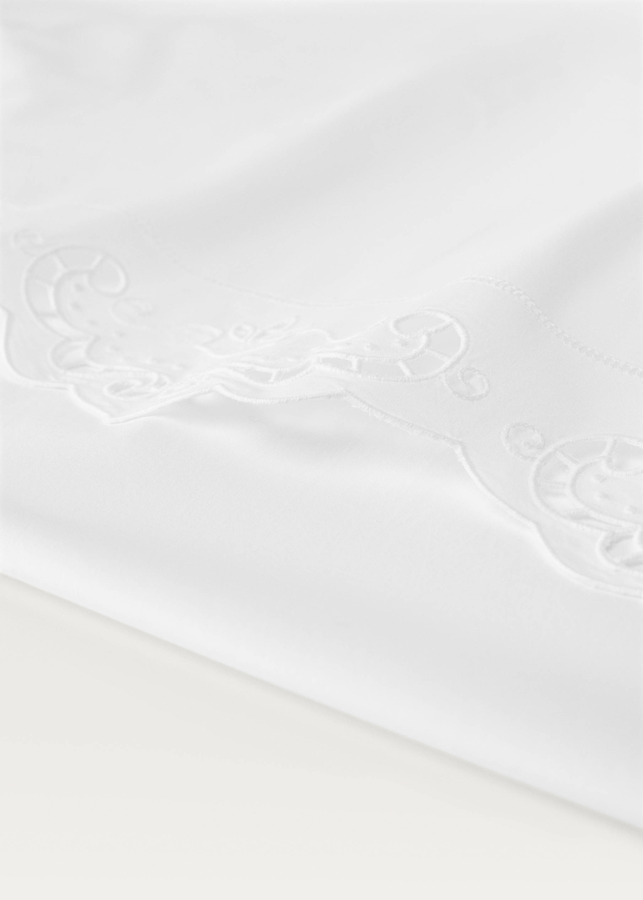 Oberlaken aus Baumwolle mit Lochstickerei für 150/160 cm Bett - Detail des Artikels 1