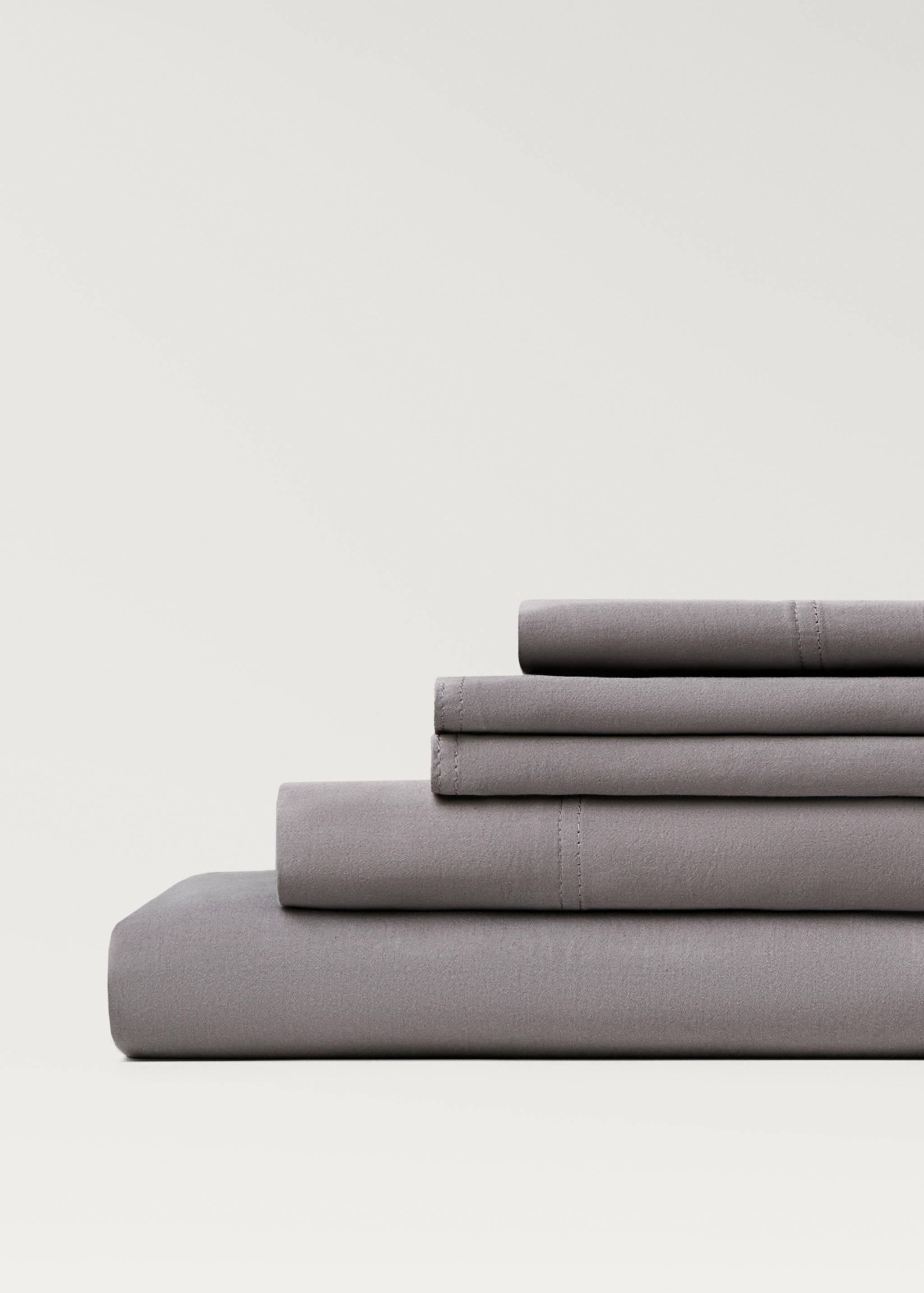 Washed cotton satin double-stitched top sheet for 135/140 cm bed - Details of the article 3