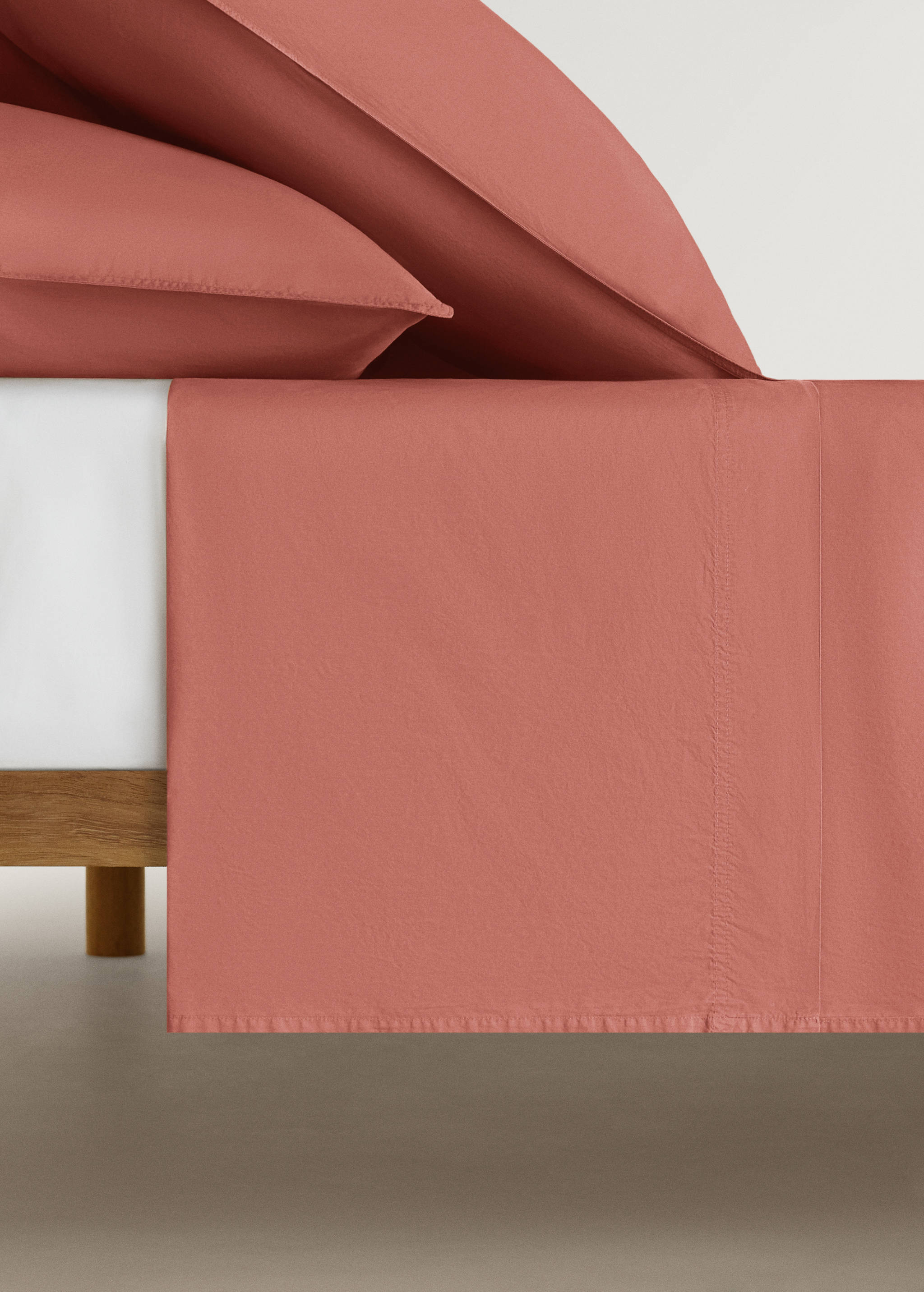 Cotton poplin double-stitched top sheet for 135/140 cm bed - Article without model