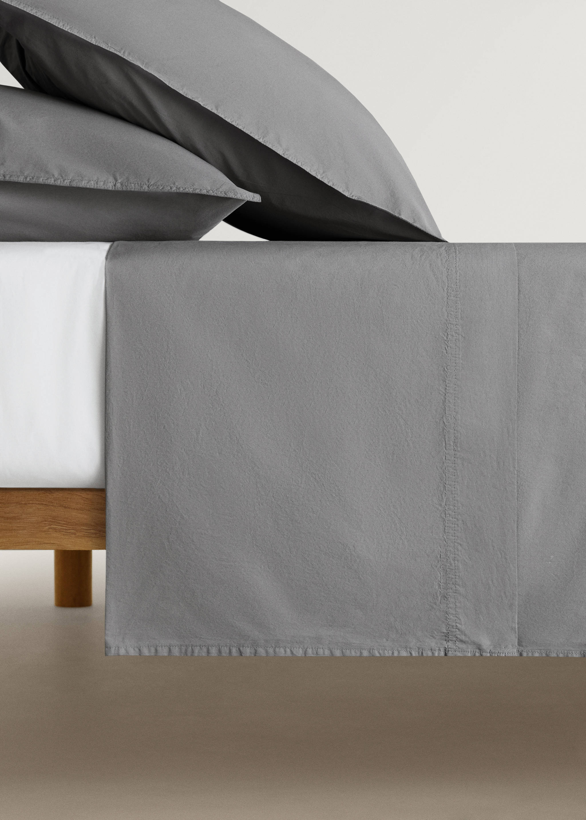 Poplin cotton double-stitched top sheet for 180/200 cm bed - Article without model