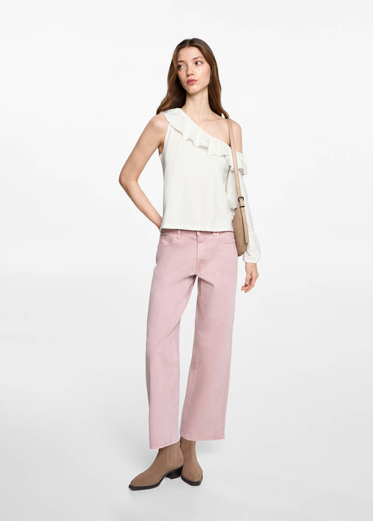 Ruffled asymmetric T-shirt — Off White