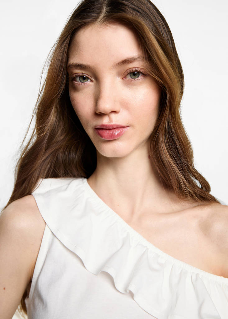 Ruffled asymmetric T-shirt — Off White