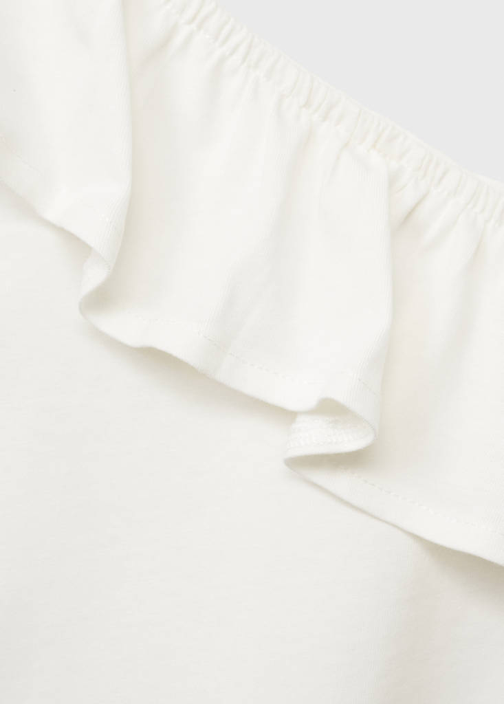 Ruffled asymmetric T-shirt — Off White
