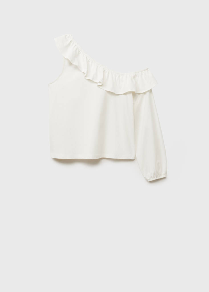 Ruffled asymmetric T-shirt — Off White