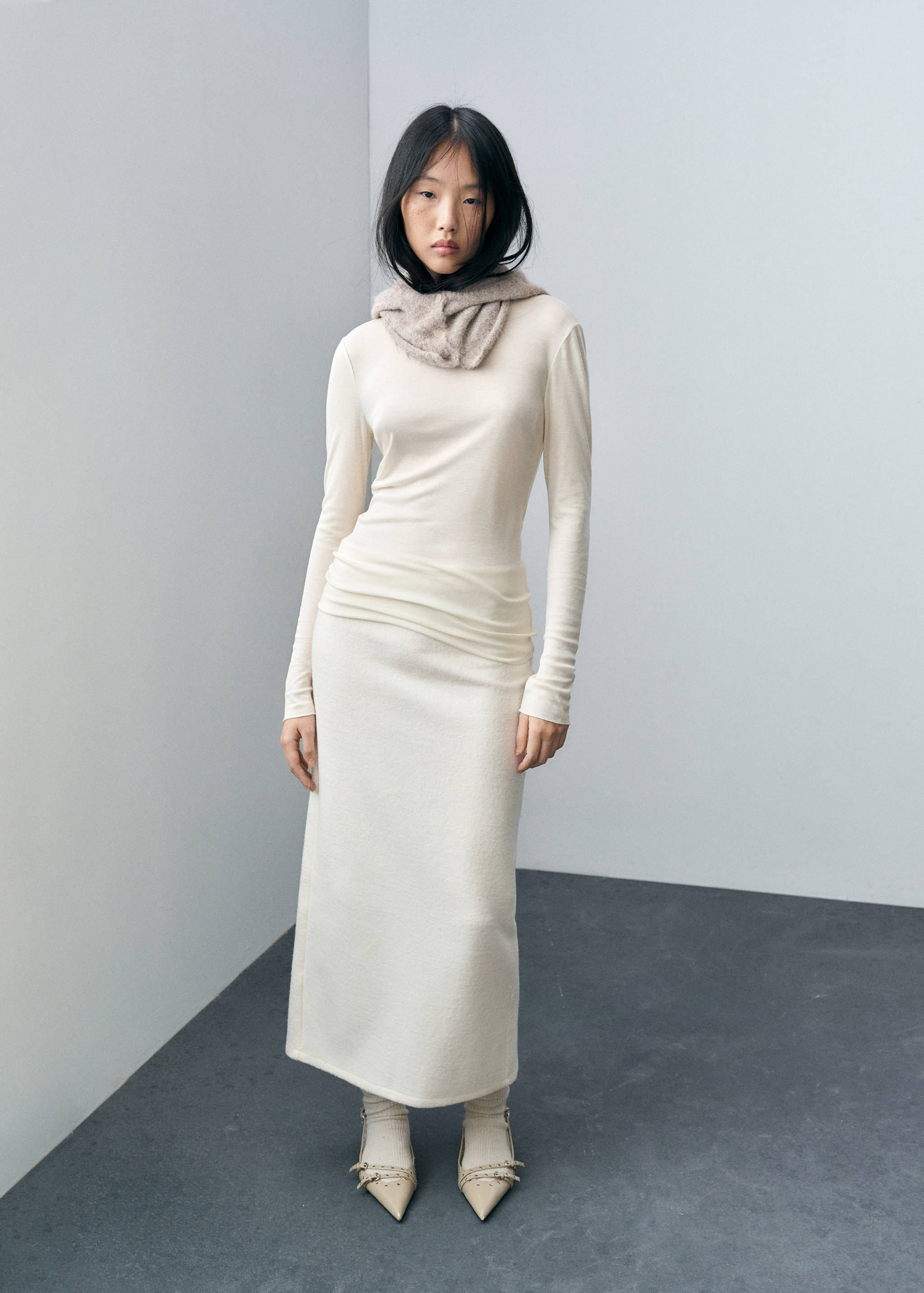 Langärmliges T-Shirt mit halbhohem Kragen - Allgemeine Ansicht