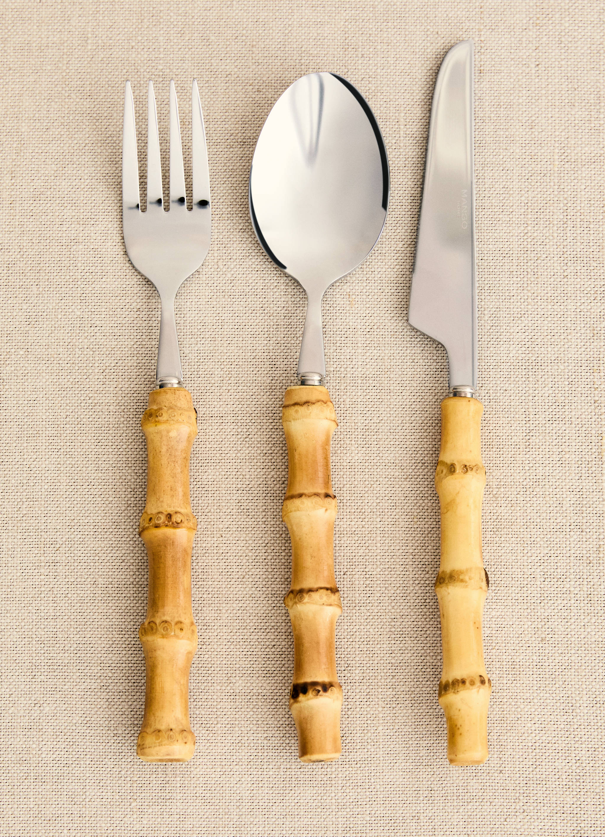 3-piece cutlery set with bamboo handles - General plane