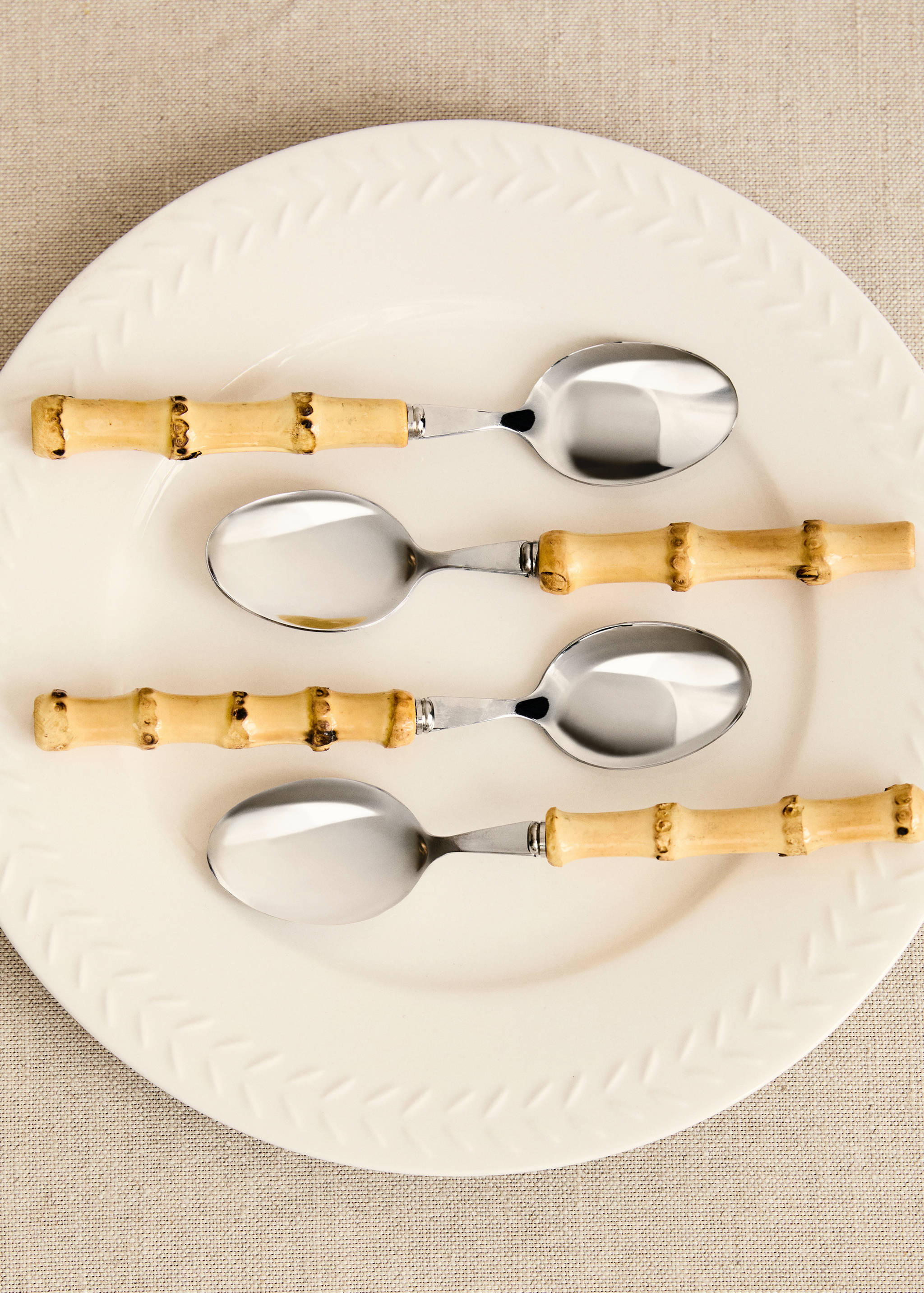 Set of 4 dessert spoons with bamboo handle - Details of the article 7